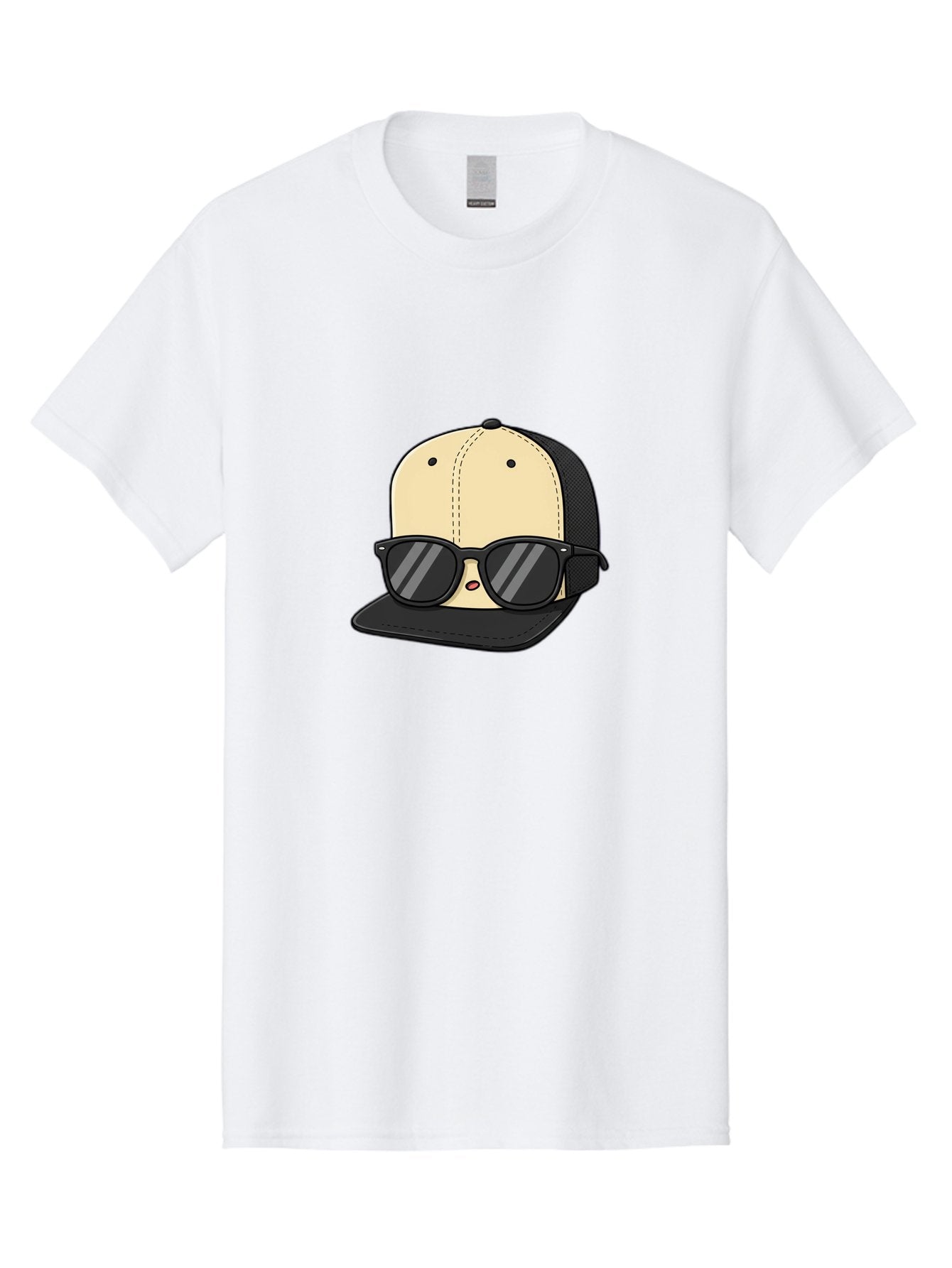Baseball-Cap-1 Men'S Graphic Tee, 100% Cotton, Comfortable Casual Summer Wear, Machine Washable, Baseball Cap, Sunglasses, Cool Guy, Hipster Style, Trendy Accessories, Fashionable Hat, Cartoon Character, Black And Tan, Shades, Cool Vibes Bac615 10