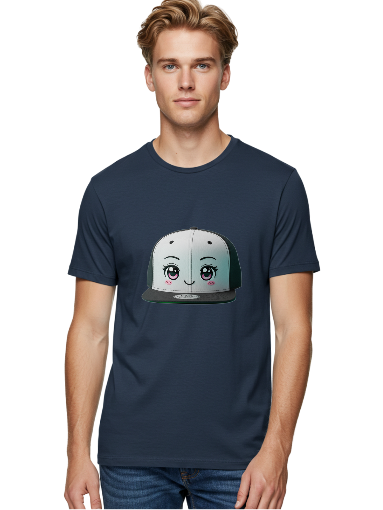 Baseball-Cap Men'S Graphic Tee, 100% Cotton, Comfortable Casual Summer Wear, Machine Washable, Cartoon Snapback Cap, Kawaii Fashion, Cute Hat Design, Playful Eyewear, Trendy Accessories, Streetwear Style, Anime Influence, Fashionable Headwear Bac618 16