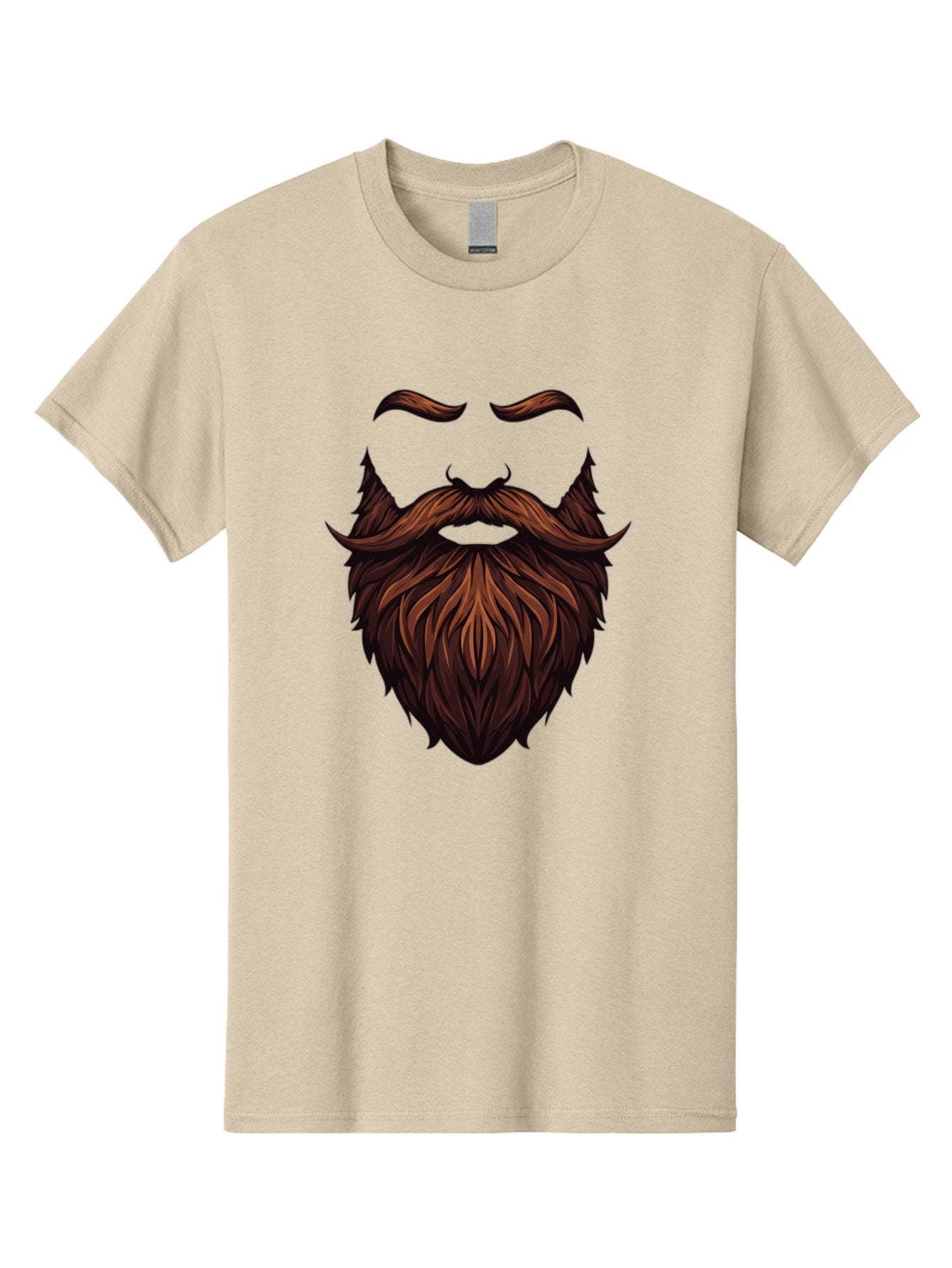 Beard-And-Mustache Men'S Graphic Tee, 100% Cotton, Comfortable Casual Summer Wear, Machine Washable, Luxurious Beard, Stylish Mustache, Hipster Grooming, Facial Hair, Brown Hair, Masculine Look, Trendy Style, Beard Care Bac620 7