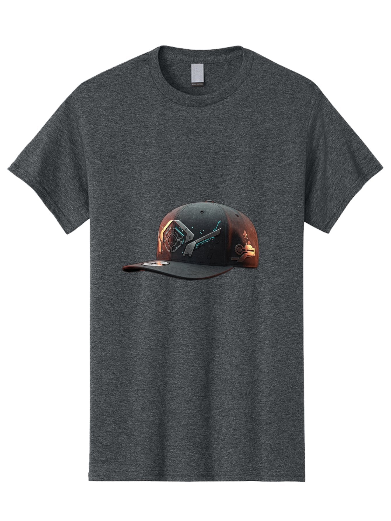 Black-Baseball-Cap Men'S Graphic Tee, 100% Cotton, Comfortable Casual Summer Wear, Machine Washable, Futuristic Baseball Cap, Cyberpunk Design, Neon Lights, High-Tech, Avant-Garde Fashion, Streetwear, Modern Accessories, Bold Graphics, Bac623 3