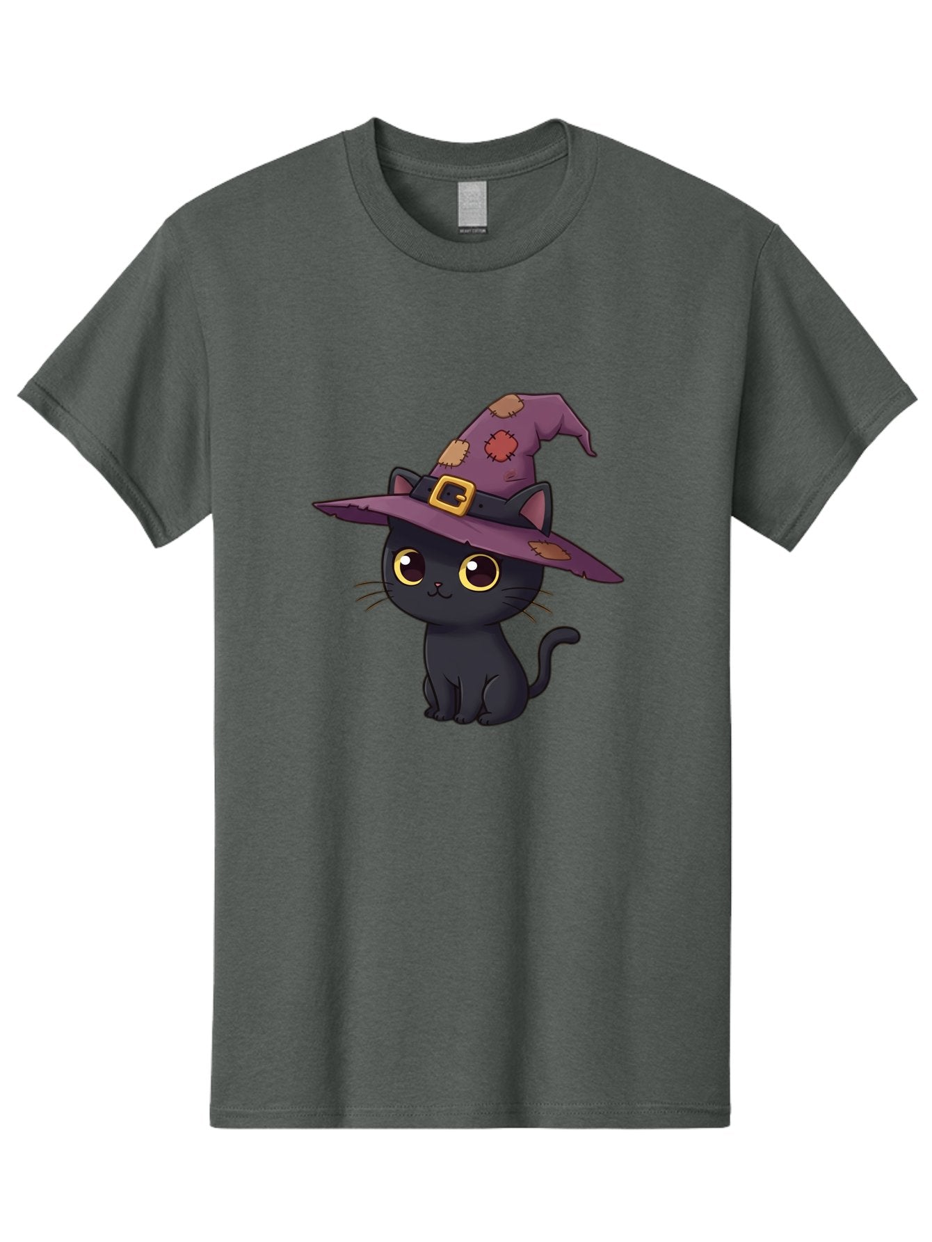 Black-Cat-Witch Men'S Graphic Tee, 100% Cotton, Comfortable Casual Summer Wear, Machine Washable, Black Cat Wearing Purple Witch Hat, Halloween Theme, Cute Cartoon Character, Spooky Kitty, Magical Feline, Witch'S Familiar, Bac629 15