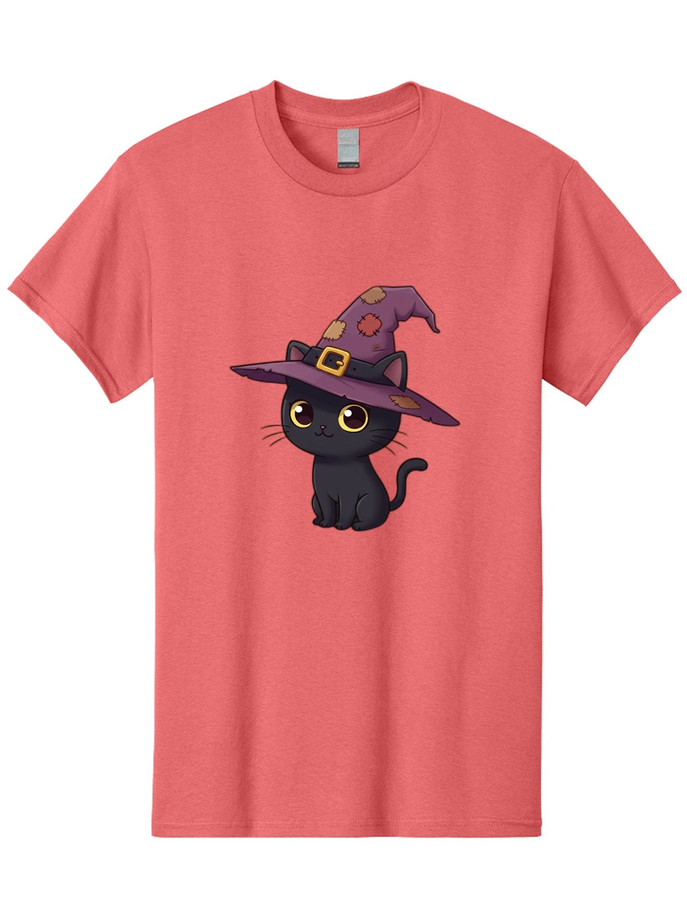 Black-Cat-Witch Men'S Graphic Tee, 100% Cotton, Comfortable Casual Summer Wear, Machine Washable, Black Cat Wearing Purple Witch Hat, Halloween Theme, Cute Cartoon Character, Spooky Kitty, Magical Feline, Witch'S Familiar, Bac629 10