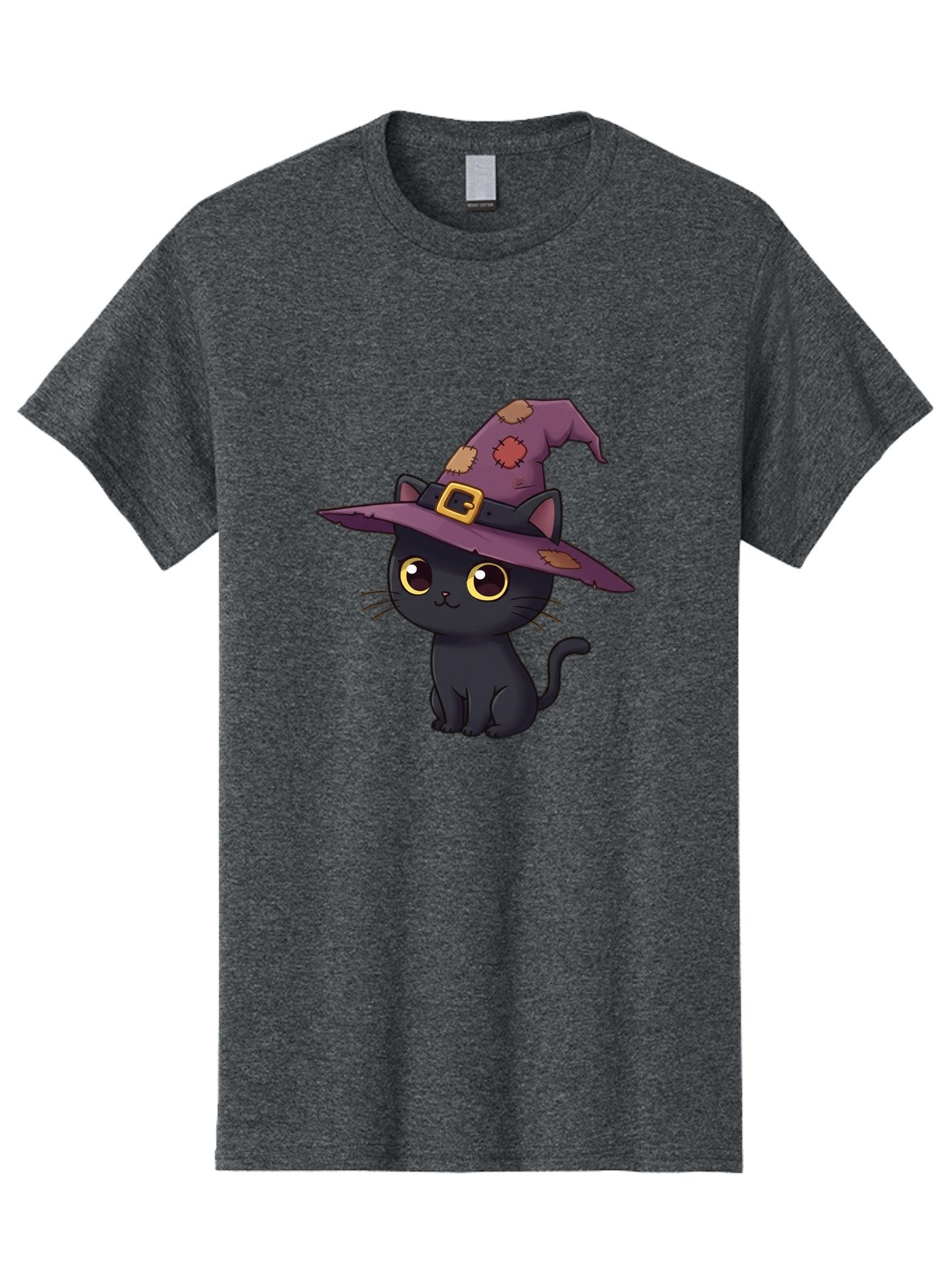 Black-Cat-Witch Men'S Graphic Tee, 100% Cotton, Comfortable Casual Summer Wear, Machine Washable, Black Cat Wearing Purple Witch Hat, Halloween Theme, Cute Cartoon Character, Spooky Kitty, Magical Feline, Witch'S Familiar, Bac629 12