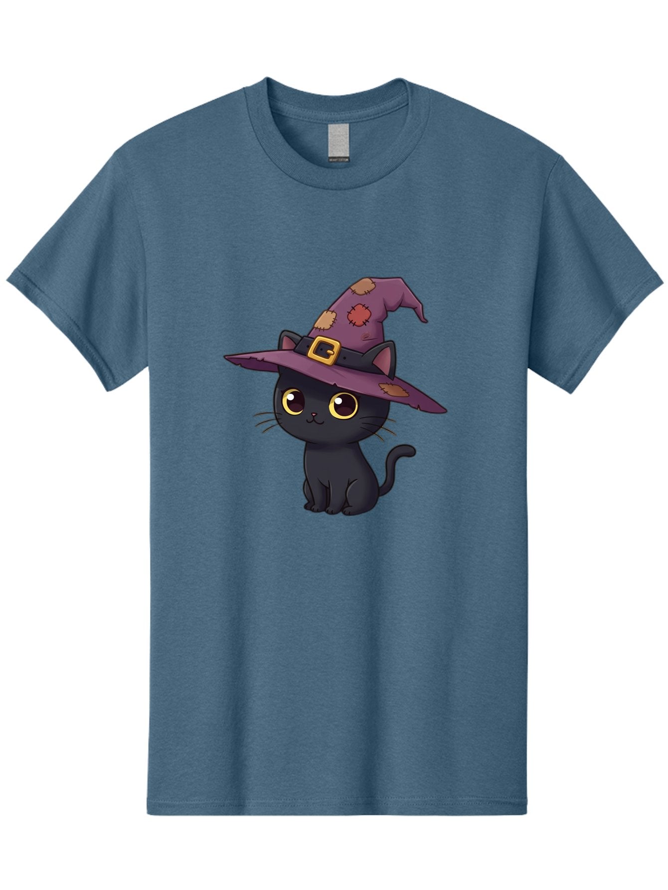 Black-Cat-Witch Men'S Graphic Tee, 100% Cotton, Comfortable Casual Summer Wear, Machine Washable, Black Cat Wearing Purple Witch Hat, Halloween Theme, Cute Cartoon Character, Spooky Kitty, Magical Feline, Witch'S Familiar, Bac629 11