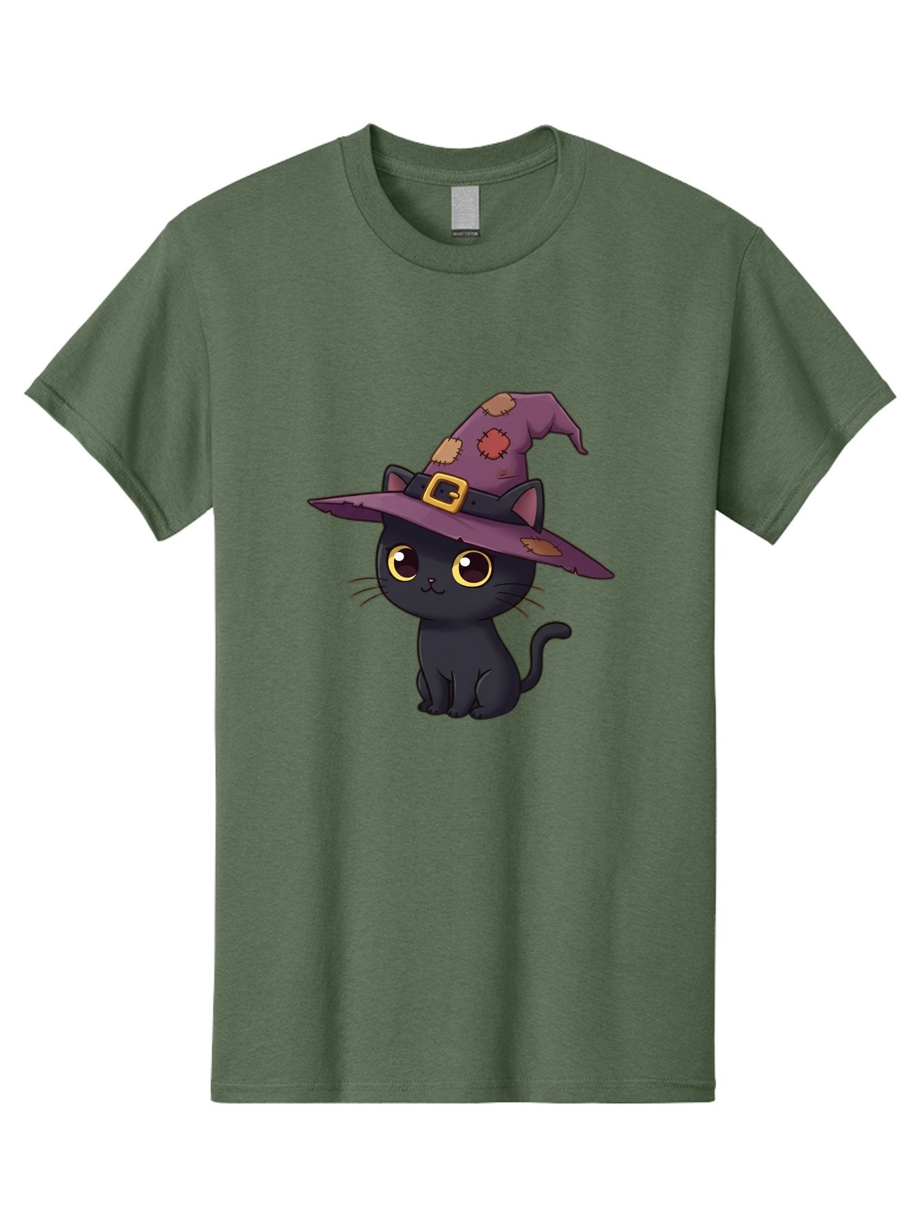 Black-Cat-Witch Men'S Graphic Tee, 100% Cotton, Comfortable Casual Summer Wear, Machine Washable, Black Cat Wearing Purple Witch Hat, Halloween Theme, Cute Cartoon Character, Spooky Kitty, Magical Feline, Witch'S Familiar, Bac629 13