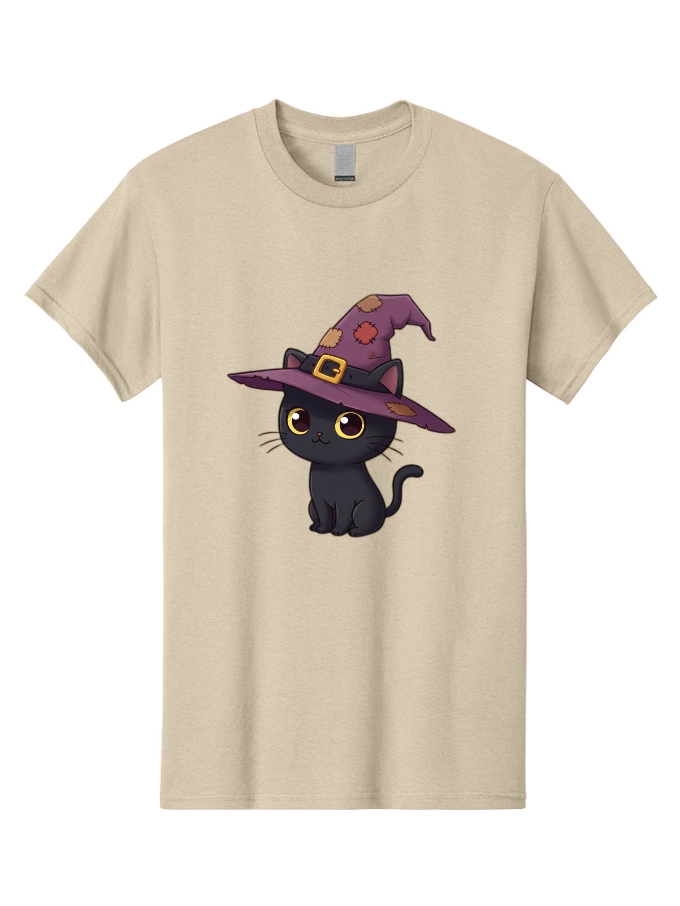 Black-Cat-Witch Men'S Graphic Tee, 100% Cotton, Comfortable Casual Summer Wear, Machine Washable, Black Cat Wearing Purple Witch Hat, Halloween Theme, Cute Cartoon Character, Spooky Kitty, Magical Feline, Witch'S Familiar, Bac629 4