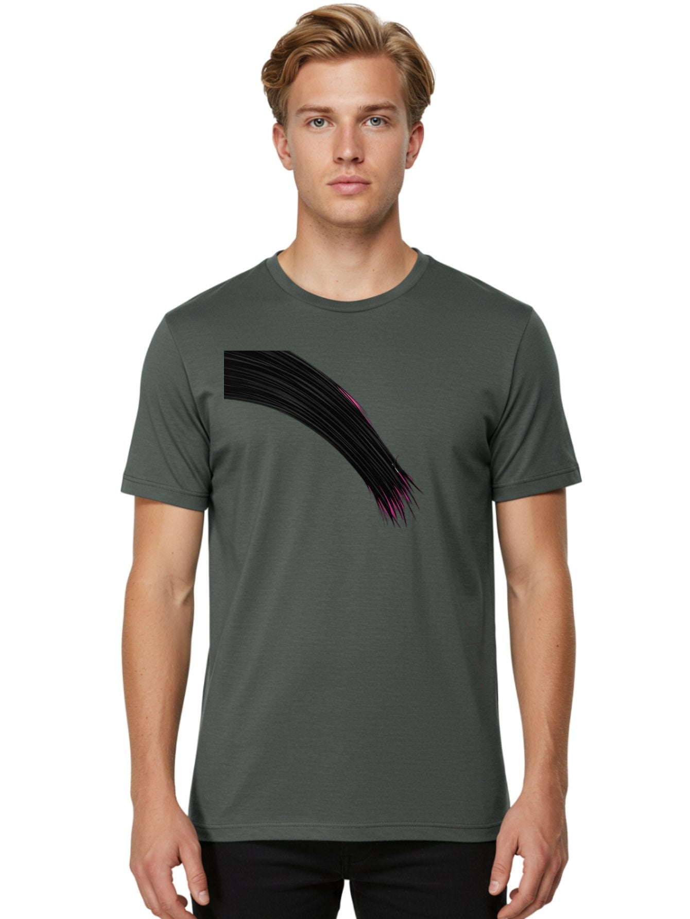 Black-Hair-Strands Men'S Graphic Tee, 100% Cotton, Comfortable Casual Summer Wear, Machine Washable, Black Hair, Hair Extensions, Fine Strands, Pink Highlights, Sleek Texture, Luscious Locks, Hair Styling Bac632 20