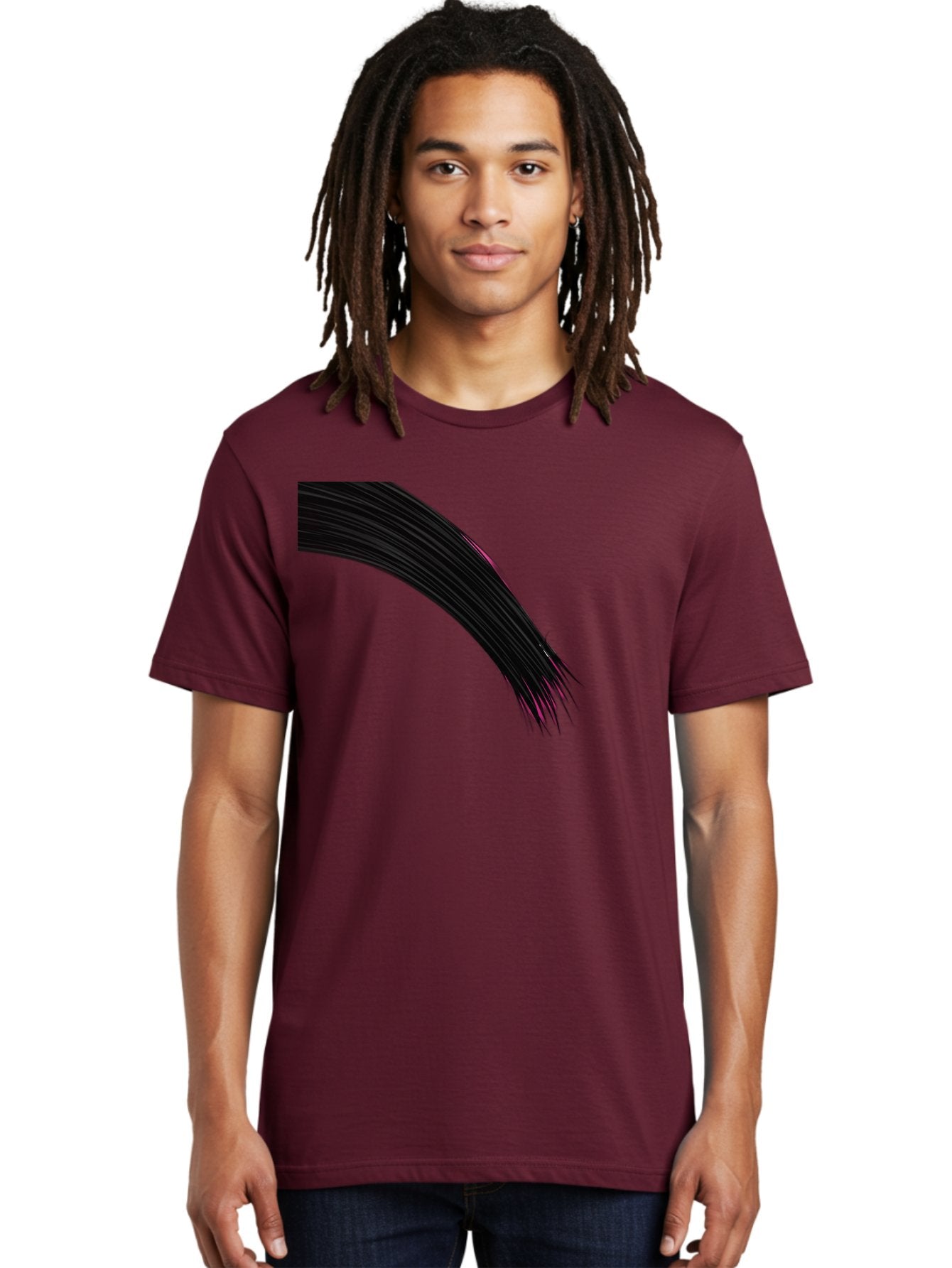 Black-Hair-Strands Men'S Graphic Tee, 100% Cotton, Comfortable Casual Summer Wear, Machine Washable, Black Hair, Hair Extensions, Fine Strands, Pink Highlights, Sleek Texture, Luscious Locks, Hair Styling Bac632 22