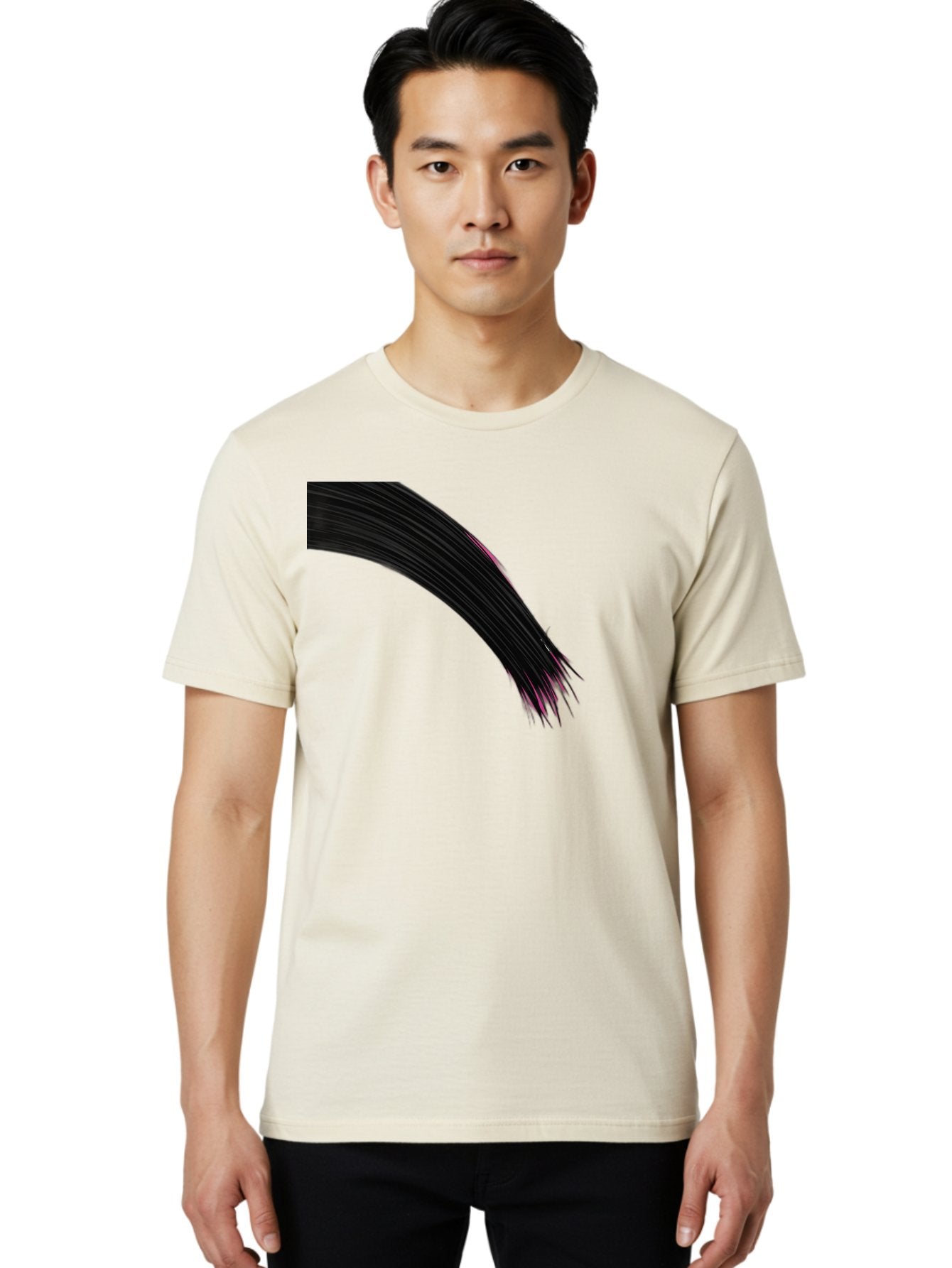 Black-Hair-Strands Men'S Graphic Tee, 100% Cotton, Comfortable Casual Summer Wear, Machine Washable, Black Hair, Hair Extensions, Fine Strands, Pink Highlights, Sleek Texture, Luscious Locks, Hair Styling Bac632 19