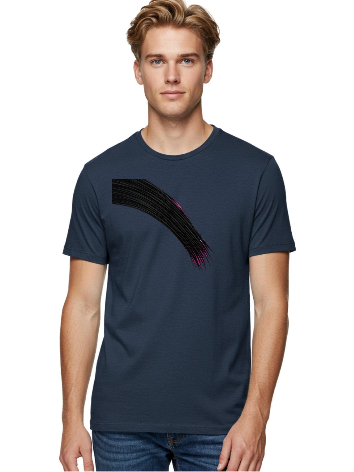 Black-Hair-Strands Men'S Graphic Tee, 100% Cotton, Comfortable Casual Summer Wear, Machine Washable, Black Hair, Hair Extensions, Fine Strands, Pink Highlights, Sleek Texture, Luscious Locks, Hair Styling Bac632 26