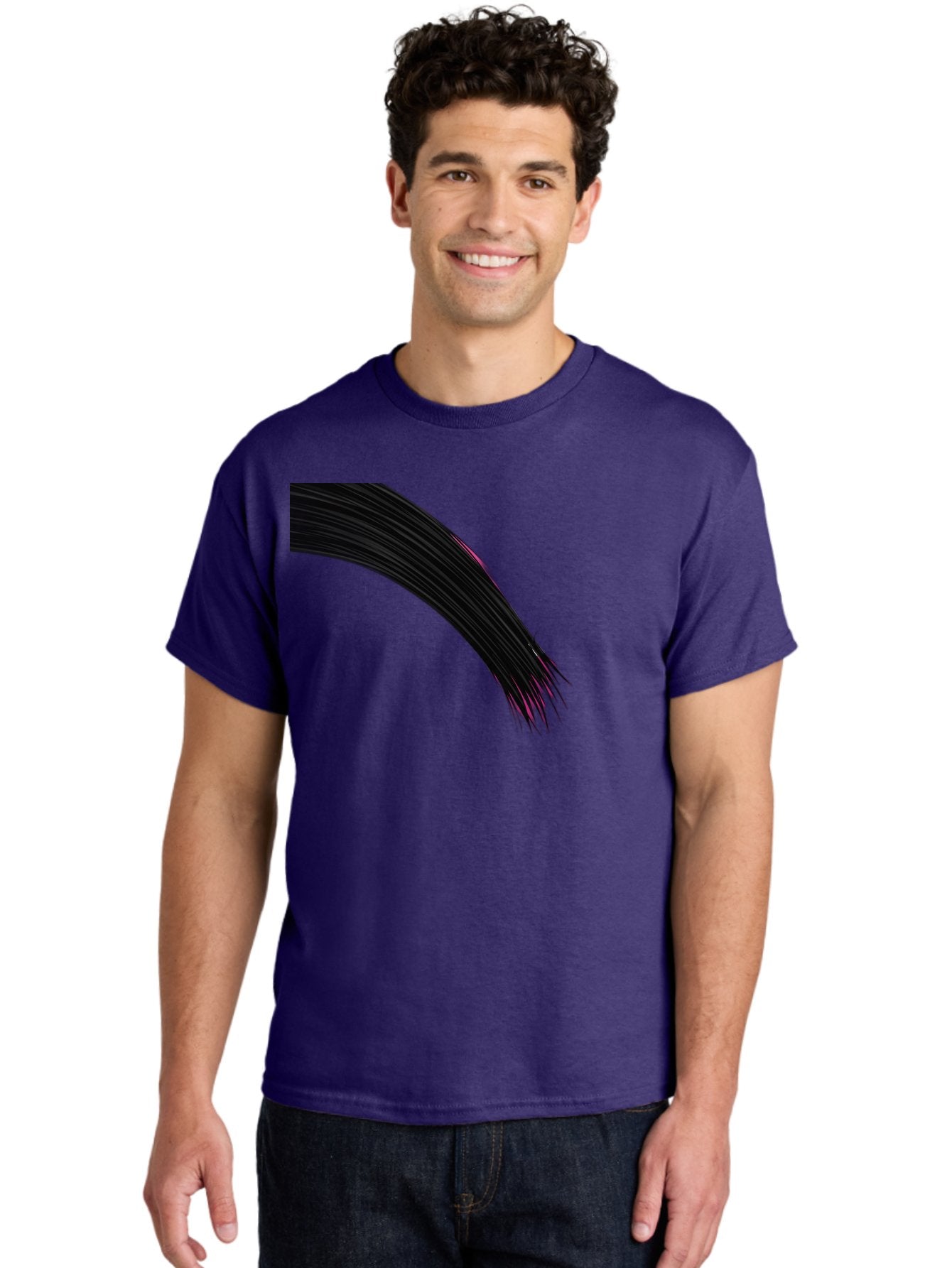 Black-Hair-Strands Men'S Graphic Tee, 100% Cotton, Comfortable Casual Summer Wear, Machine Washable, Black Hair, Hair Extensions, Fine Strands, Pink Highlights, Sleek Texture, Luscious Locks, Hair Styling Bac632 17