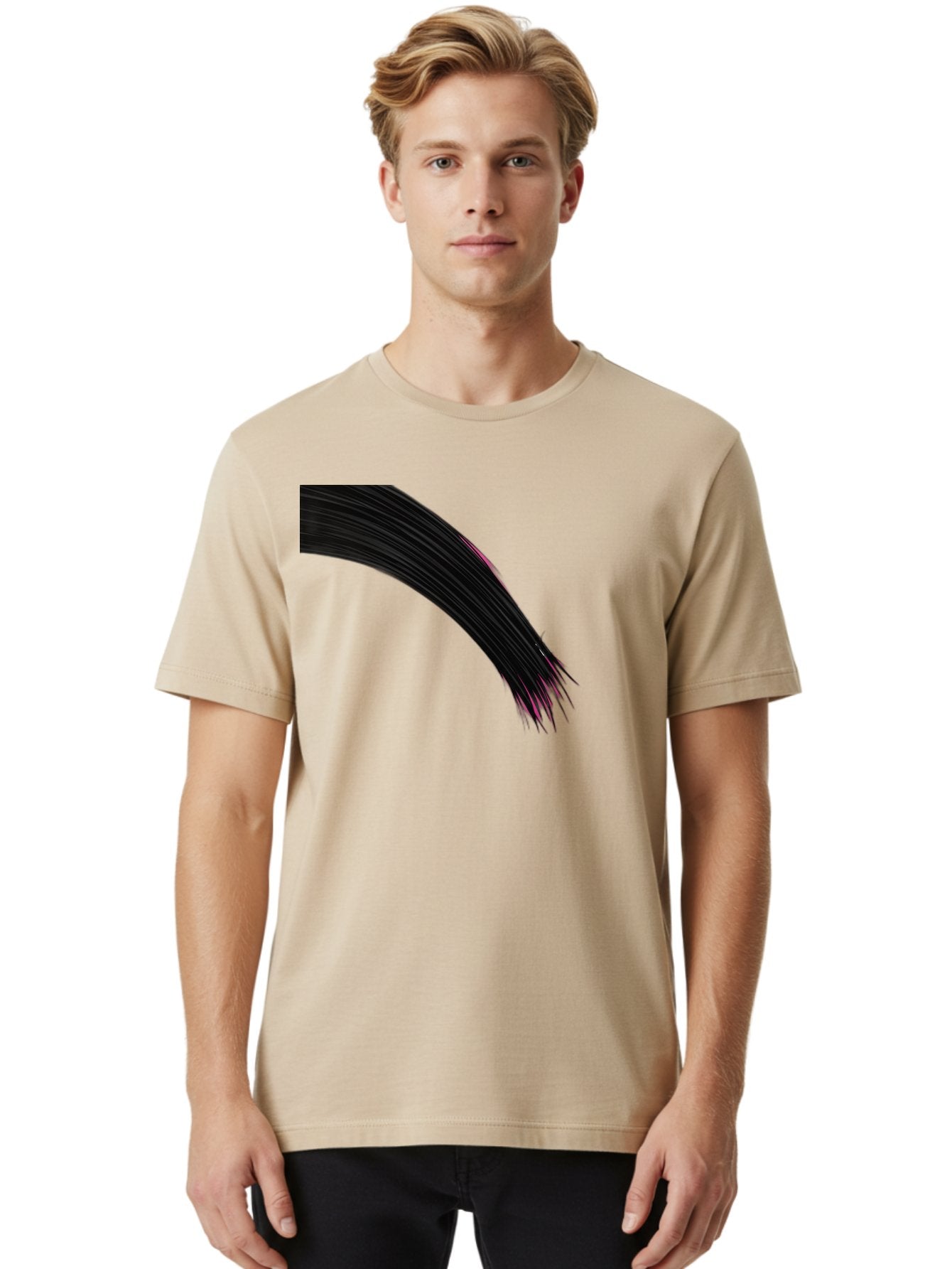 Black-Hair-Strands Men'S Graphic Tee, 100% Cotton, Comfortable Casual Summer Wear, Machine Washable, Black Hair, Hair Extensions, Fine Strands, Pink Highlights, Sleek Texture, Luscious Locks, Hair Styling Bac632 18