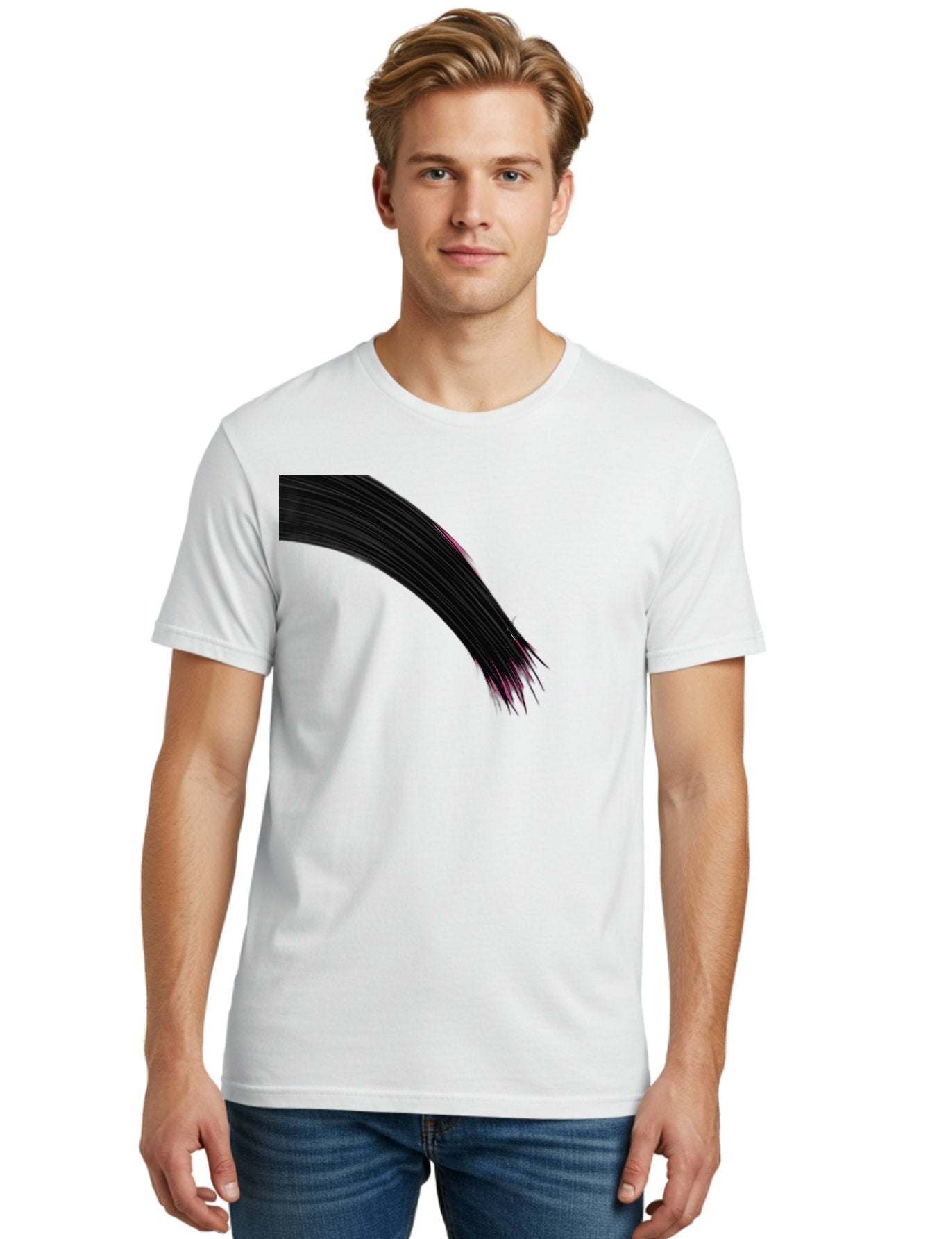 Black-Hair-Strands Men'S Graphic Tee, 100% Cotton, Comfortable Casual Summer Wear, Machine Washable, Black Hair, Hair Extensions, Fine Strands, Pink Highlights, Sleek Texture, Luscious Locks, Hair Styling Bac632 30