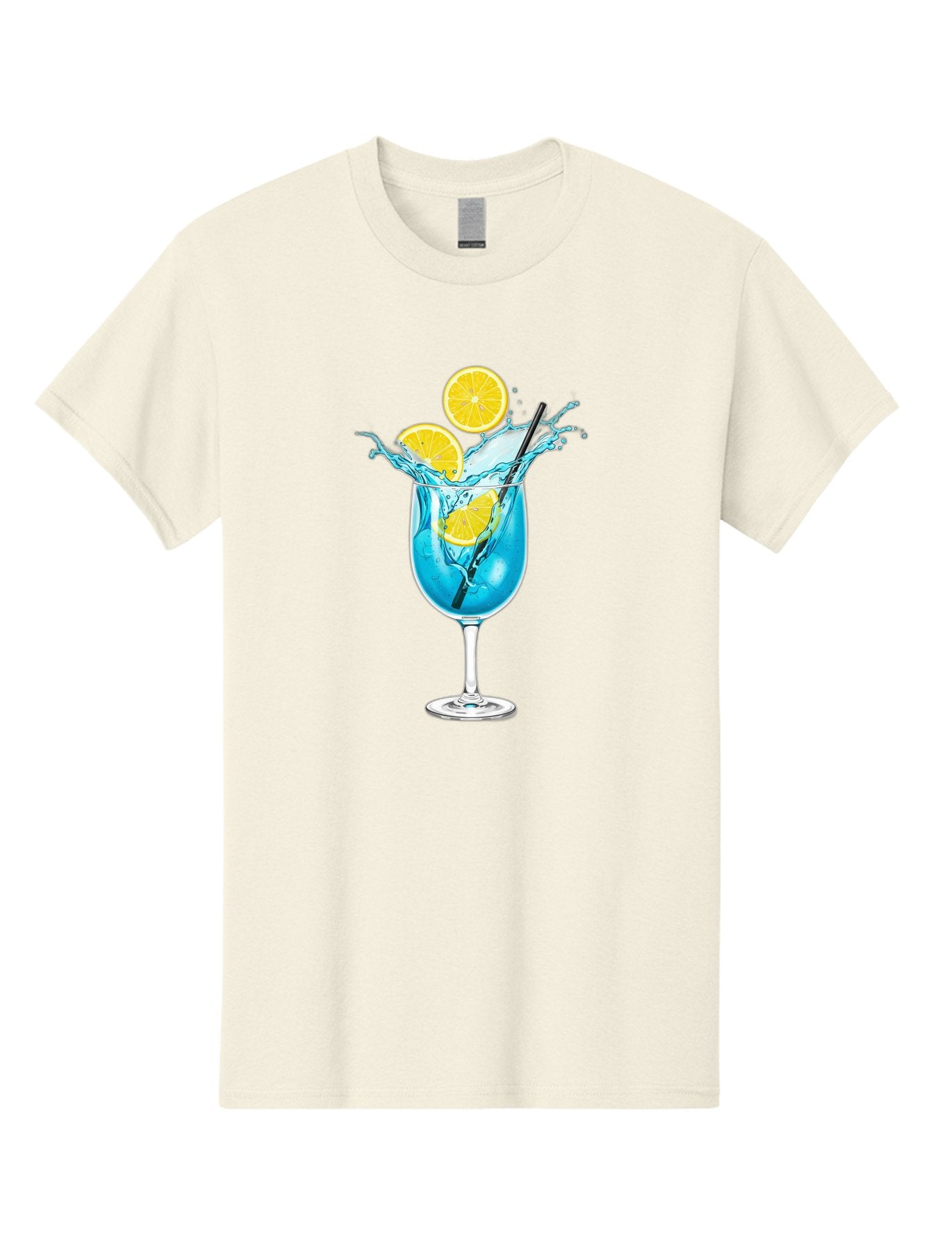 Blue-Cocktail Men'S Graphic Tee, 100% Cotton, Comfortable Casual Summer Wear, Machine Washable, Refreshing Cocktail, Blue Drink, Citrus Slices, Black Straw, Splashing Water, Summer Vibes, Cocktail Hour, Citrusy Flavors Bac641 14