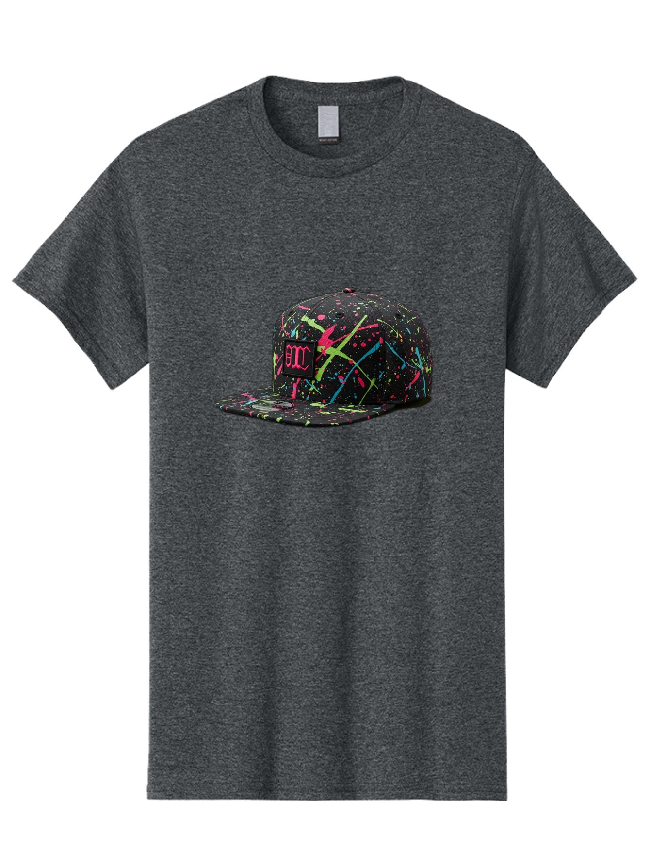 Bmc-Paint-Splatter-Baseball-Cap Men'S Graphic Tee, 100% Cotton, Comfortable Casual Summer Wear, Machine Washable, Splatter Cap, Streetwear Fashion, Bold Design, Neon Colors, Trendy Hat, Emc Logo, Vibrant Splatters, Urban Style, Edgy Caps Bac642 12