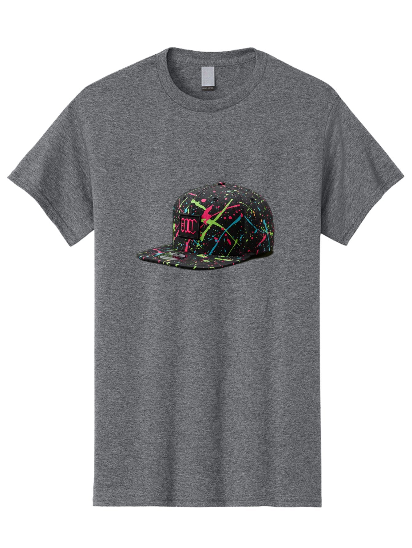 Bmc-Paint-Splatter-Baseball-Cap Men'S Graphic Tee, 100% Cotton, Comfortable Casual Summer Wear, Machine Washable, Splatter Cap, Streetwear Fashion, Bold Design, Neon Colors, Trendy Hat, Emc Logo, Vibrant Splatters, Urban Style, Edgy Caps Bac642 6