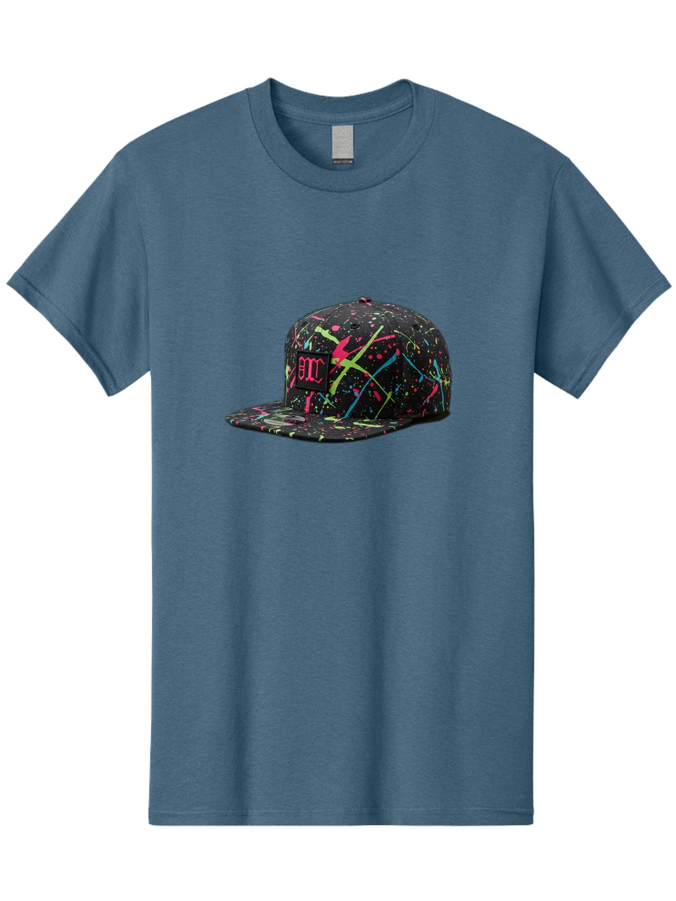 Bmc-Paint-Splatter-Baseball-Cap Men'S Graphic Tee, 100% Cotton, Comfortable Casual Summer Wear, Machine Washable, Splatter Cap, Streetwear Fashion, Bold Design, Neon Colors, Trendy Hat, Emc Logo, Vibrant Splatters, Urban Style, Edgy Caps Bac642 9