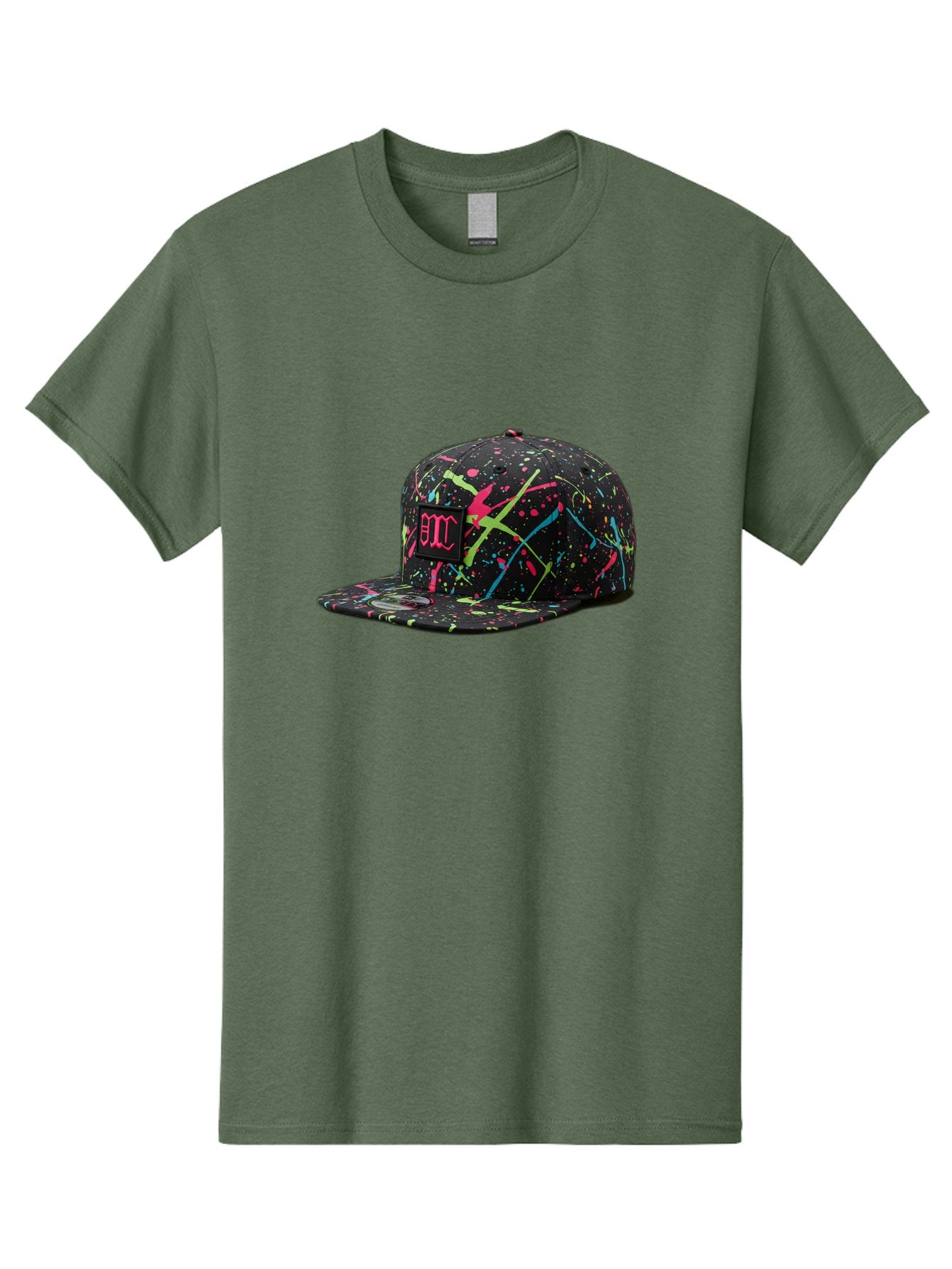 Bmc-Paint-Splatter-Baseball-Cap Men'S Graphic Tee, 100% Cotton, Comfortable Casual Summer Wear, Machine Washable, Splatter Cap, Streetwear Fashion, Bold Design, Neon Colors, Trendy Hat, Emc Logo, Vibrant Splatters, Urban Style, Edgy Caps Bac642 8