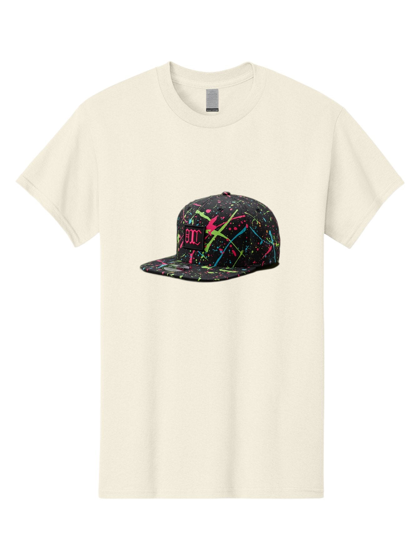 Bmc-Paint-Splatter-Baseball-Cap Men'S Graphic Tee, 100% Cotton, Comfortable Casual Summer Wear, Machine Washable, Splatter Cap, Streetwear Fashion, Bold Design, Neon Colors, Trendy Hat, Emc Logo, Vibrant Splatters, Urban Style, Edgy Caps Bac642 5