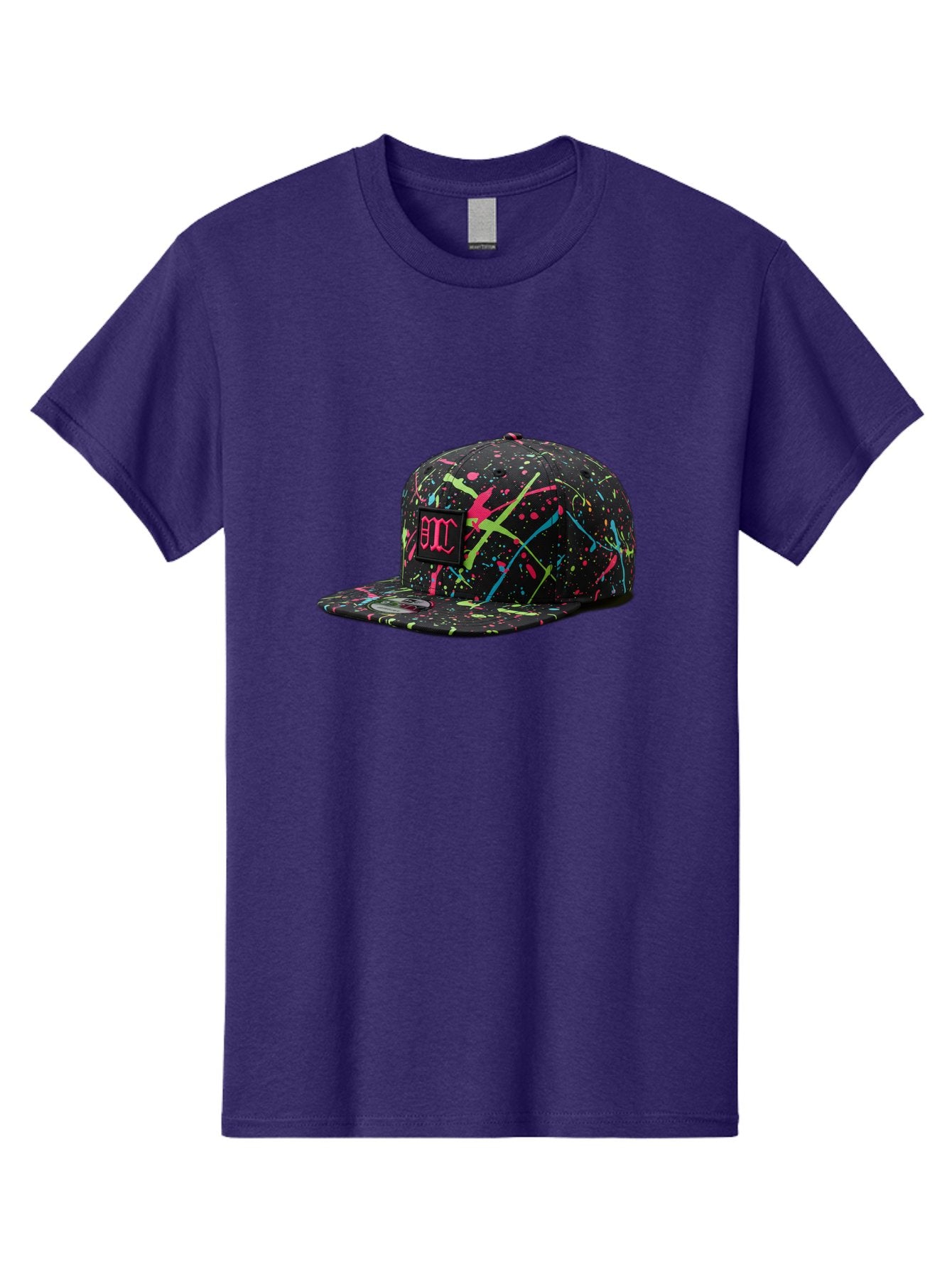 Bmc-Paint-Splatter-Baseball-Cap Men'S Graphic Tee, 100% Cotton, Comfortable Casual Summer Wear, Machine Washable, Splatter Cap, Streetwear Fashion, Bold Design, Neon Colors, Trendy Hat, Emc Logo, Vibrant Splatters, Urban Style, Edgy Caps Bac642 13
