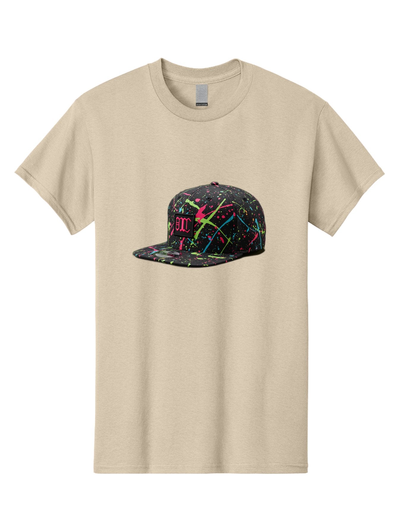Bmc-Paint-Splatter-Baseball-Cap Men'S Graphic Tee, 100% Cotton, Comfortable Casual Summer Wear, Machine Washable, Splatter Cap, Streetwear Fashion, Bold Design, Neon Colors, Trendy Hat, Emc Logo, Vibrant Splatters, Urban Style, Edgy Caps Bac642 10