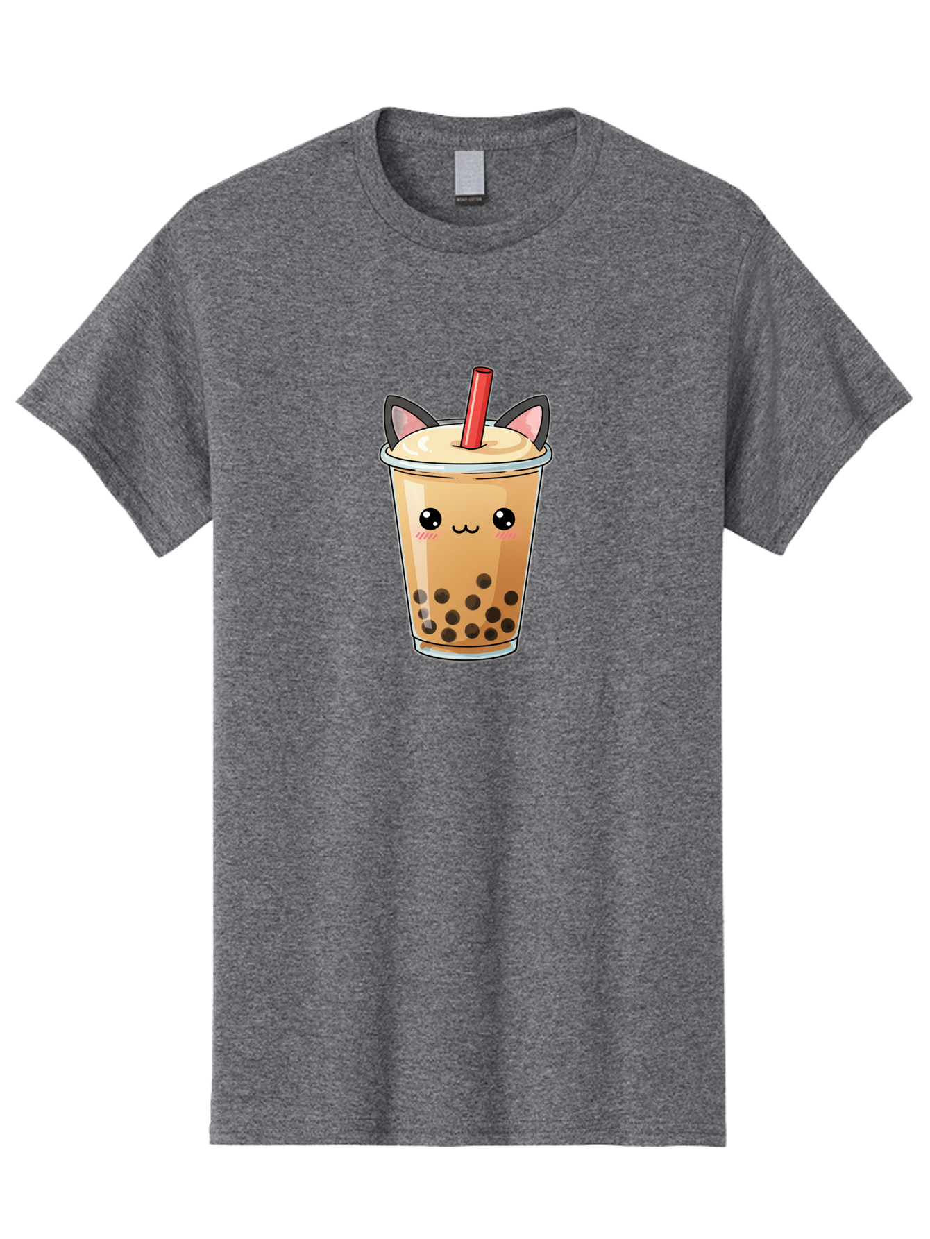 Boba-Cat Men'S Graphic Tee, 100% Cotton, Comfortable Casual Summer Wear, Machine Washable, Boba Tea, Milk Tea, Bubble Tea, Kawaii Culture, Cute Drink, Cartoon Character, Red Straw, Black Boba, Adorable Face, Anime Style, Tea Lover, Bac643 15
