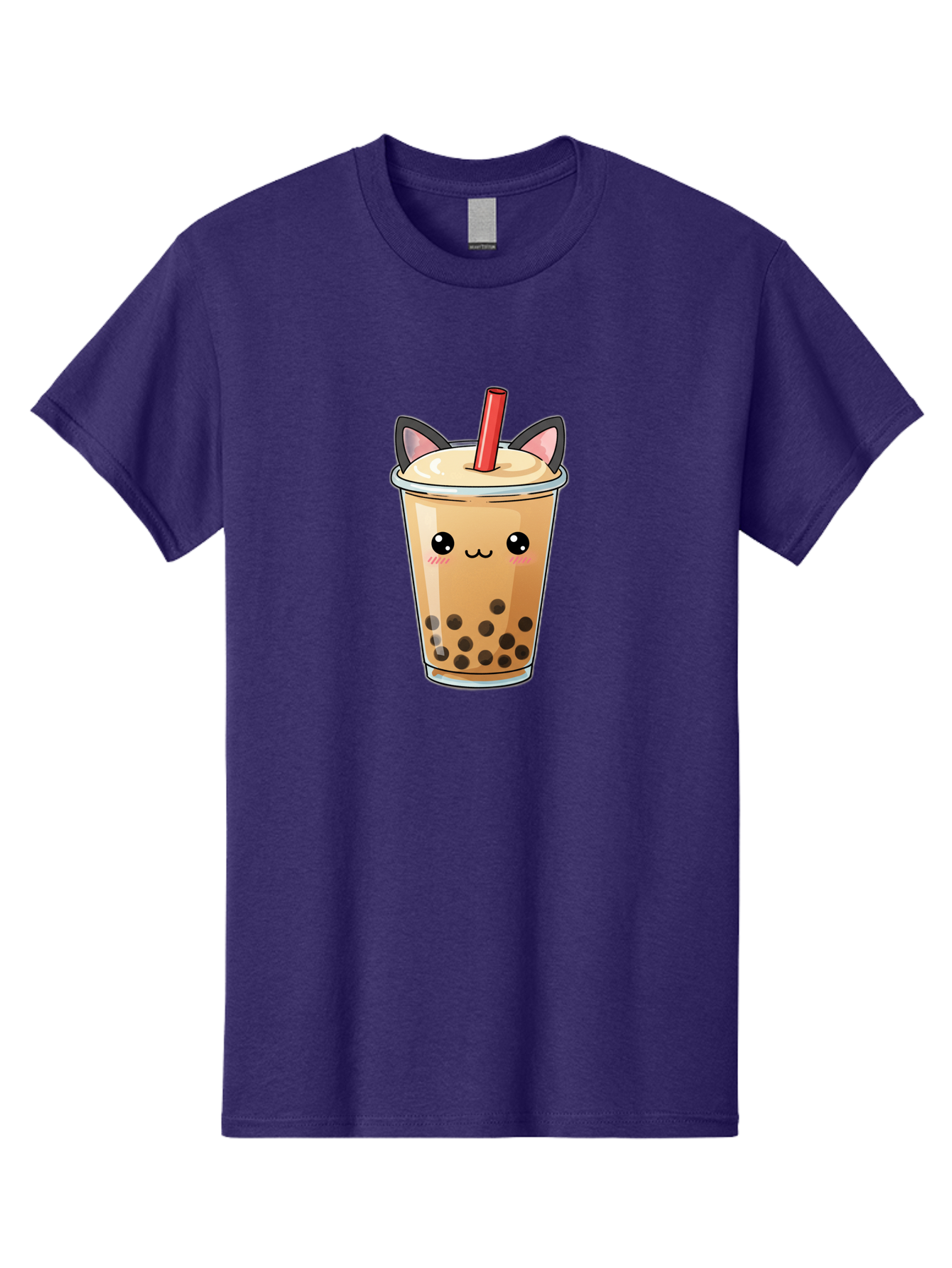 Boba-Cat Men'S Graphic Tee, 100% Cotton, Comfortable Casual Summer Wear, Machine Washable, Boba Tea, Milk Tea, Bubble Tea, Kawaii Culture, Cute Drink, Cartoon Character, Red Straw, Black Boba, Adorable Face, Anime Style, Tea Lover, Bac643 14