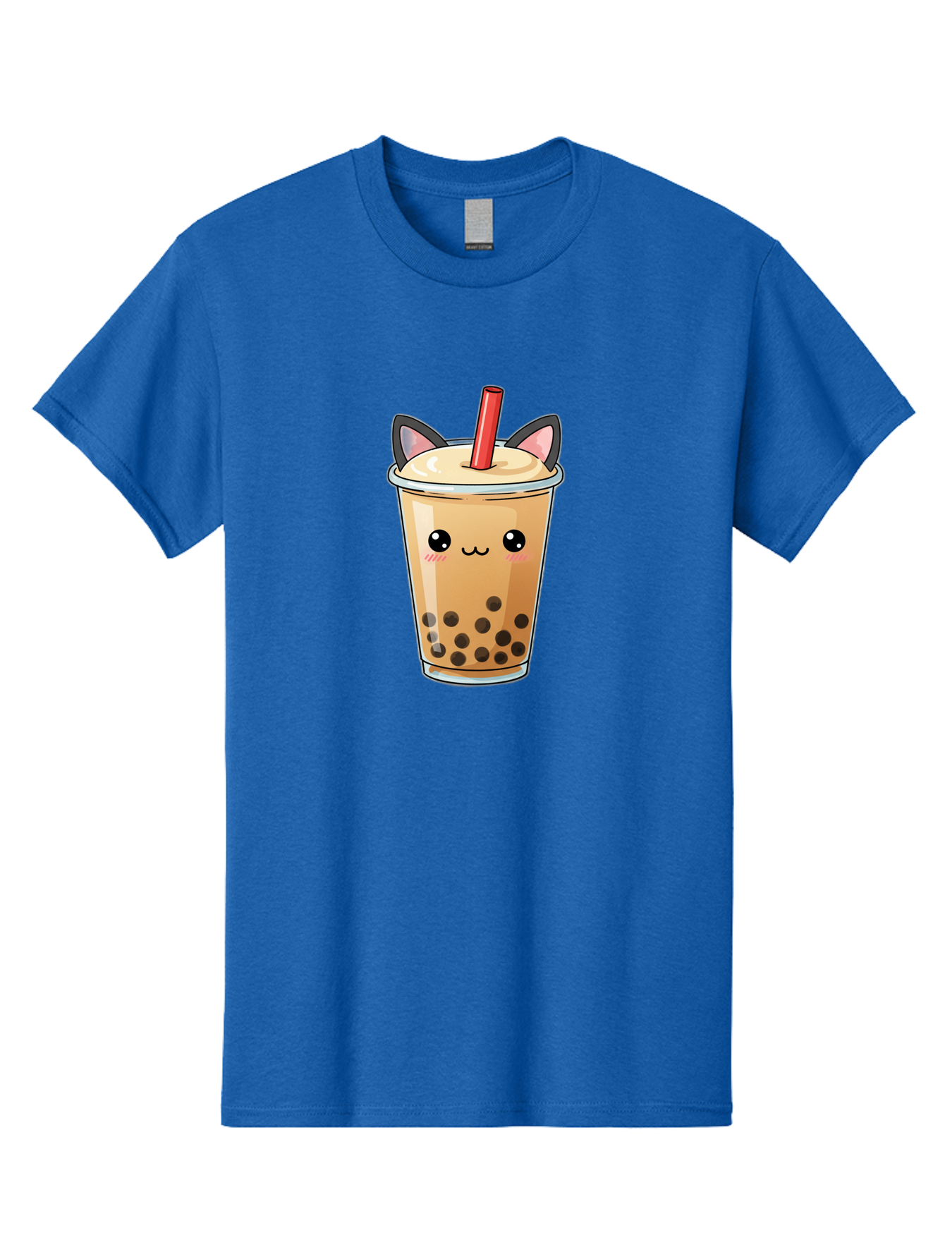 Boba-Cat Men'S Graphic Tee, 100% Cotton, Comfortable Casual Summer Wear, Machine Washable, Boba Tea, Milk Tea, Bubble Tea, Kawaii Culture, Cute Drink, Cartoon Character, Red Straw, Black Boba, Adorable Face, Anime Style, Tea Lover, Bac643 10