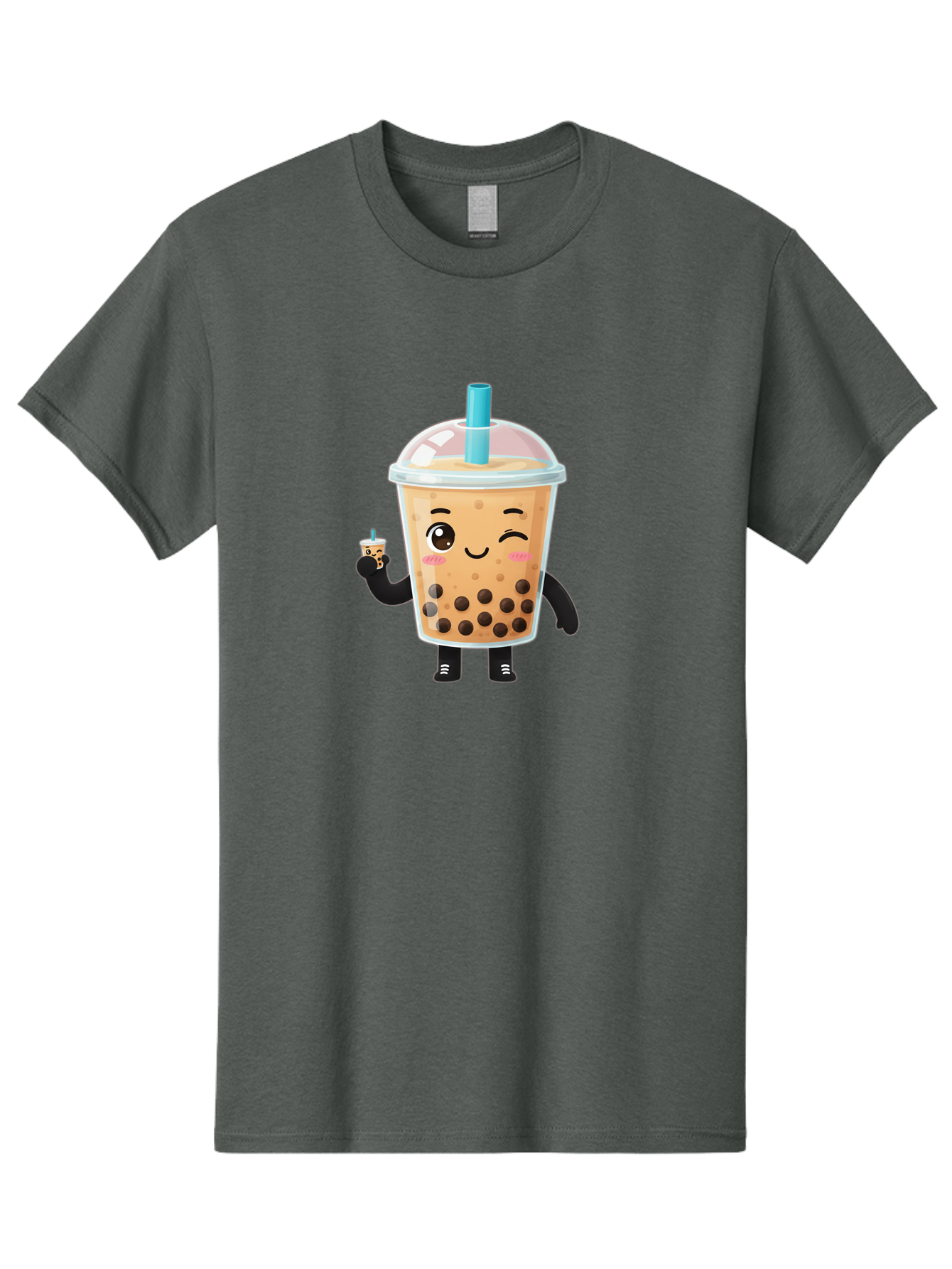 Boba-Character Men'S Graphic Tee, 100% Cotton, Comfortable Casual Summer Wear, Machine Washable, Boba Tea, Bubble Tea, Cute Character, Smiling Cup, Black Boba, Tea Drink, Beverage Character, Happy Face, Cartoon Style, Tea Lover Bac644 8
