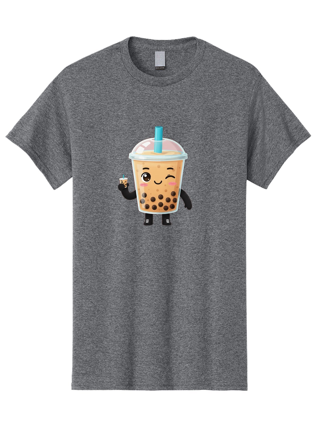 Boba-Character Men'S Graphic Tee, 100% Cotton, Comfortable Casual Summer Wear, Machine Washable, Boba Tea, Bubble Tea, Cute Character, Smiling Cup, Black Boba, Tea Drink, Beverage Character, Happy Face, Cartoon Style, Tea Lover Bac644 15