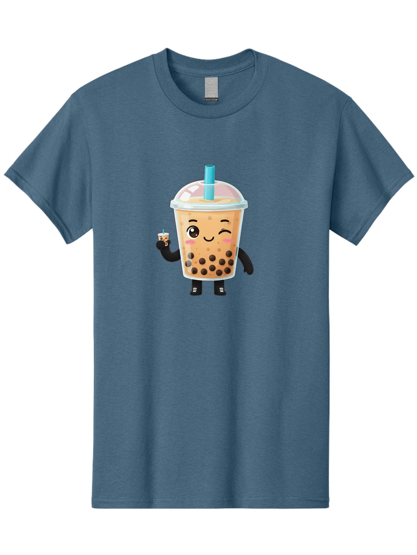 Boba-Character Men'S Graphic Tee, 100% Cotton, Comfortable Casual Summer Wear, Machine Washable, Boba Tea, Bubble Tea, Cute Character, Smiling Cup, Black Boba, Tea Drink, Beverage Character, Happy Face, Cartoon Style, Tea Lover Bac644 6