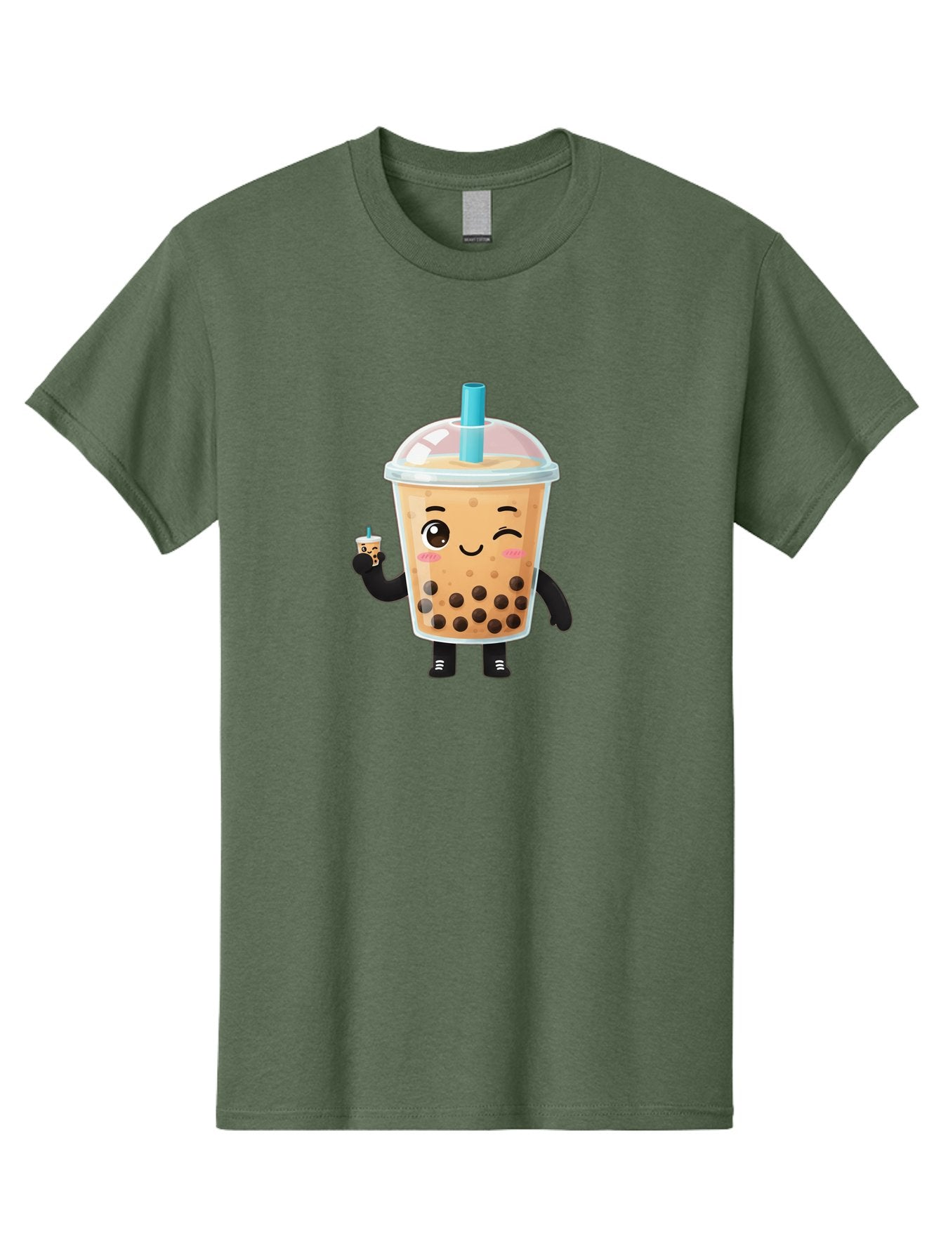 Boba-Character Men'S Graphic Tee, 100% Cotton, Comfortable Casual Summer Wear, Machine Washable, Boba Tea, Bubble Tea, Cute Character, Smiling Cup, Black Boba, Tea Drink, Beverage Character, Happy Face, Cartoon Style, Tea Lover Bac644 7