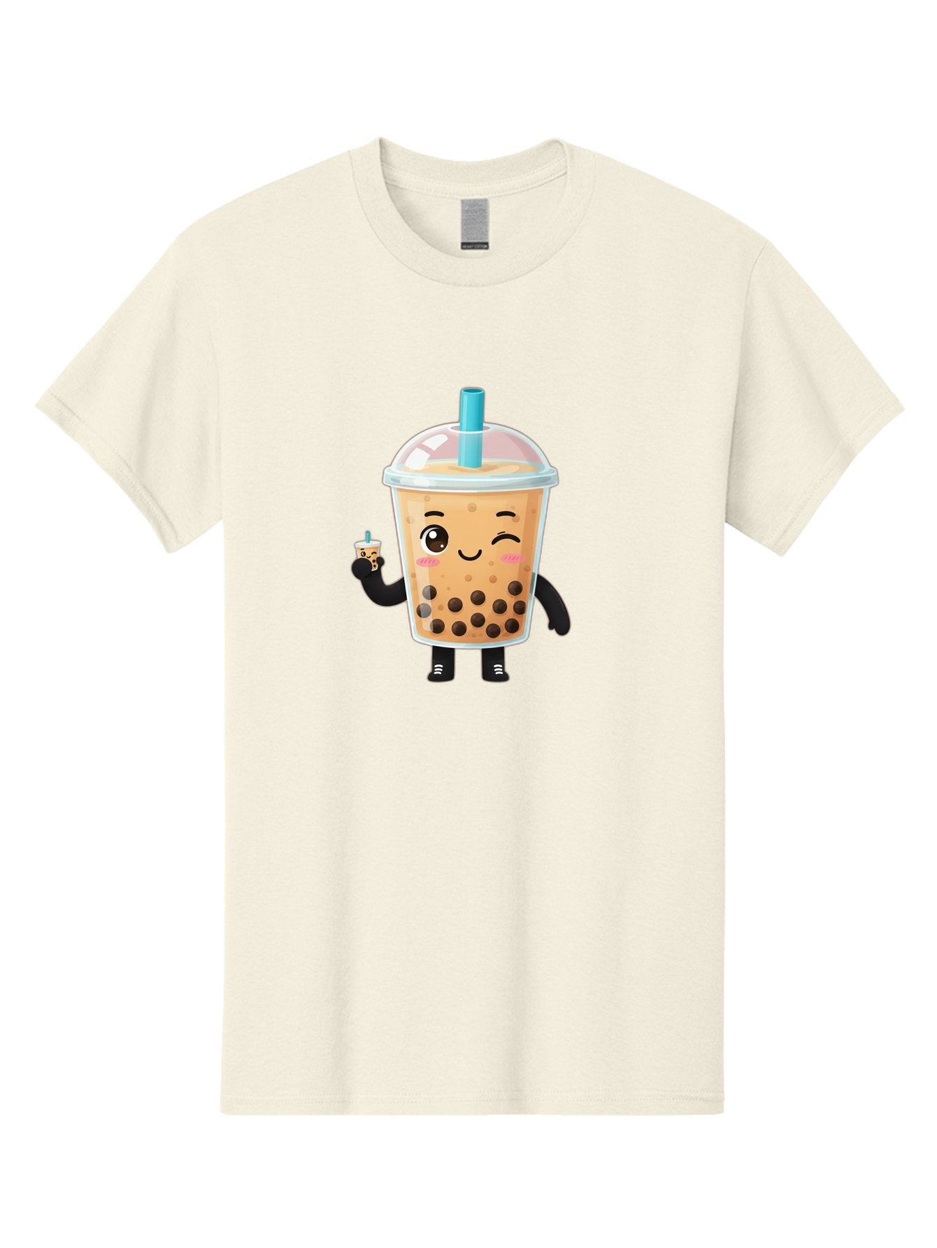 Boba-Character Men'S Graphic Tee, 100% Cotton, Comfortable Casual Summer Wear, Machine Washable, Boba Tea, Bubble Tea, Cute Character, Smiling Cup, Black Boba, Tea Drink, Beverage Character, Happy Face, Cartoon Style, Tea Lover Bac644 8