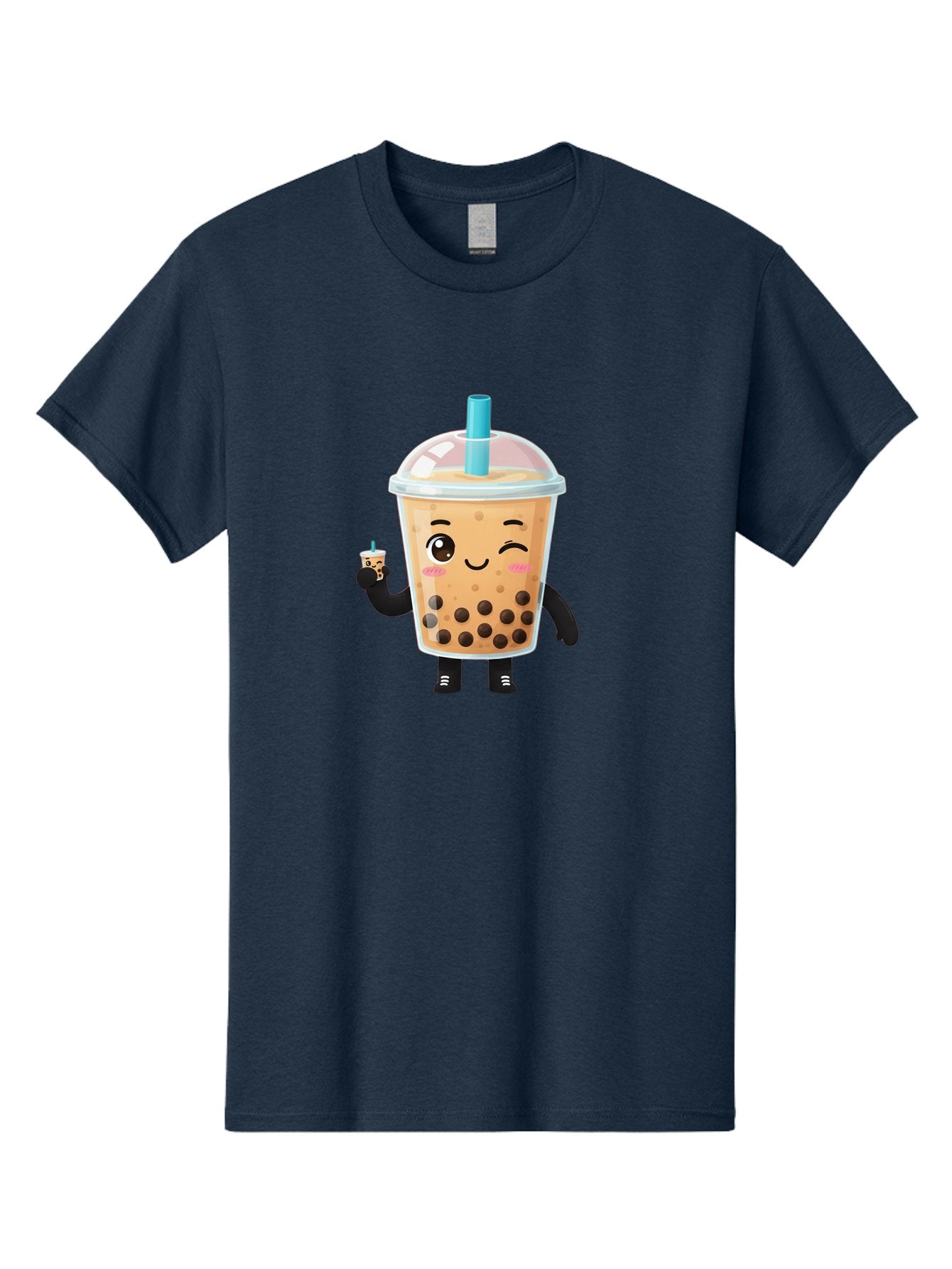 Boba-Character Men'S Graphic Tee, 100% Cotton, Comfortable Casual Summer Wear, Machine Washable, Boba Tea, Bubble Tea, Cute Character, Smiling Cup, Black Boba, Tea Drink, Beverage Character, Happy Face, Cartoon Style, Tea Lover Bac644 14