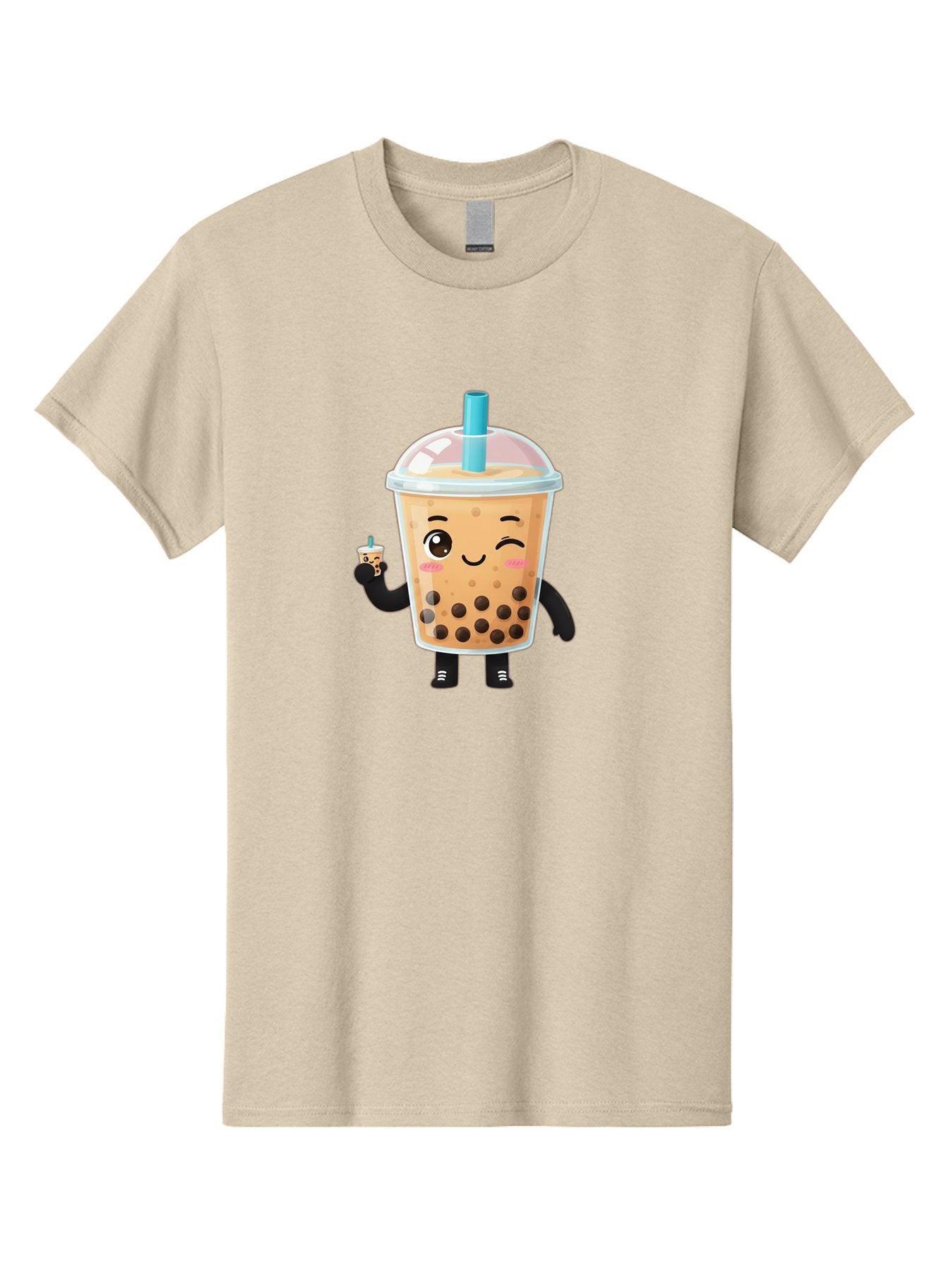 Boba-Character Men'S Graphic Tee, 100% Cotton, Comfortable Casual Summer Wear, Machine Washable, Boba Tea, Bubble Tea, Cute Character, Smiling Cup, Black Boba, Tea Drink, Beverage Character, Happy Face, Cartoon Style, Tea Lover Bac644 12