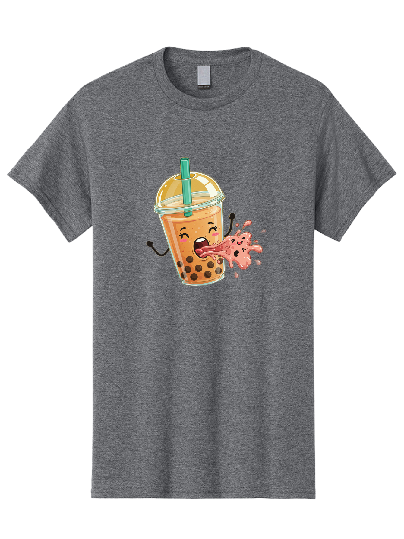 Boba-Face Men'S Graphic Tee, 100% Cotton, Comfortable Casual Summer Wear, Machine Washable, Cartoon Bubble Tea, Boba Drink, Spitting Tea, Cute Character, Funny Illustration, Kawaii Art, Tea Lover, Bubble Tea Lover, Straw, Boba, Milk Tea Bac647 10