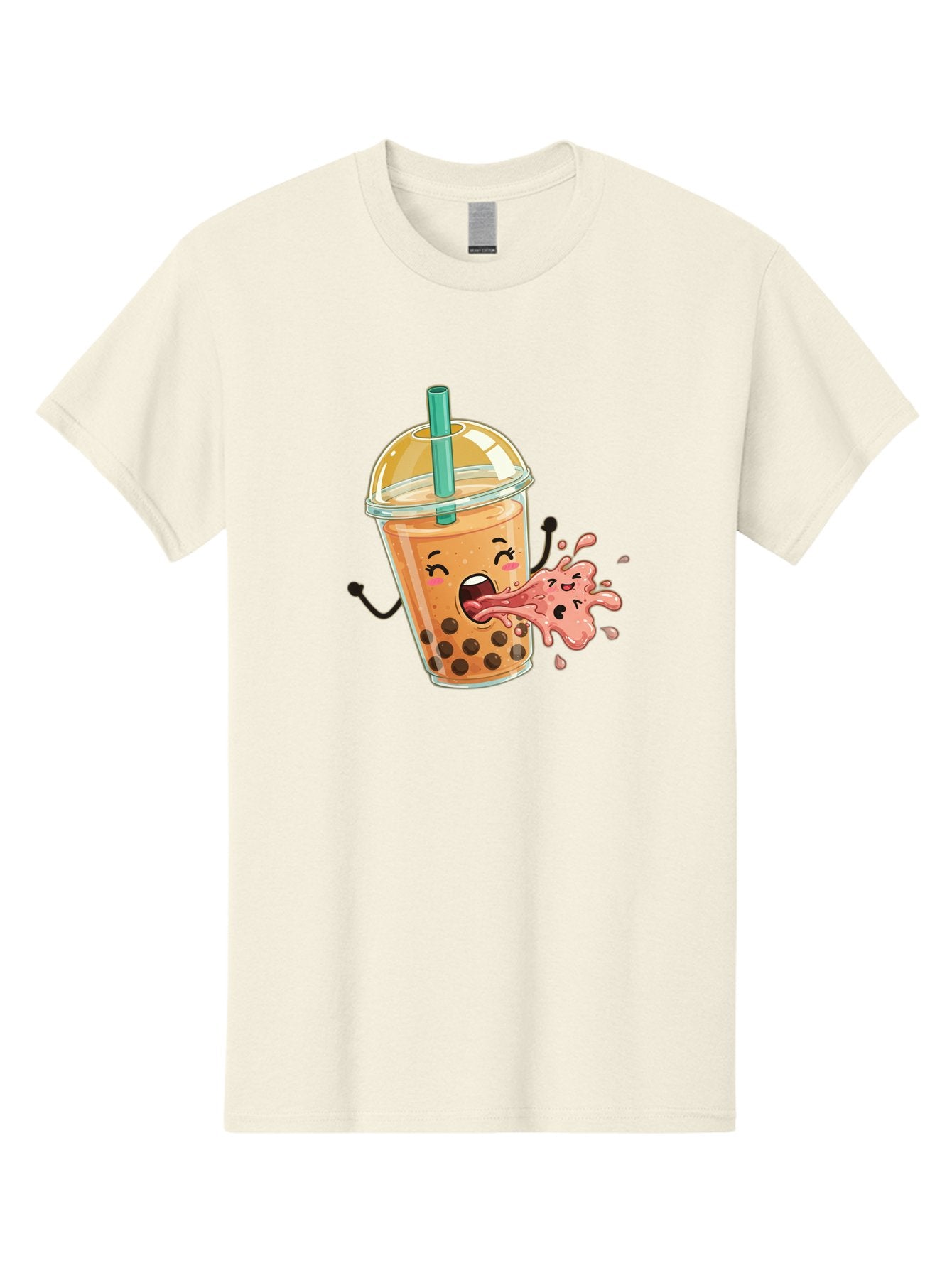 Boba-Face Men'S Graphic Tee, 100% Cotton, Comfortable Casual Summer Wear, Machine Washable, Cartoon Bubble Tea, Boba Drink, Spitting Tea, Cute Character, Funny Illustration, Kawaii Art, Tea Lover, Bubble Tea Lover, Straw, Boba, Milk Tea Bac647 8