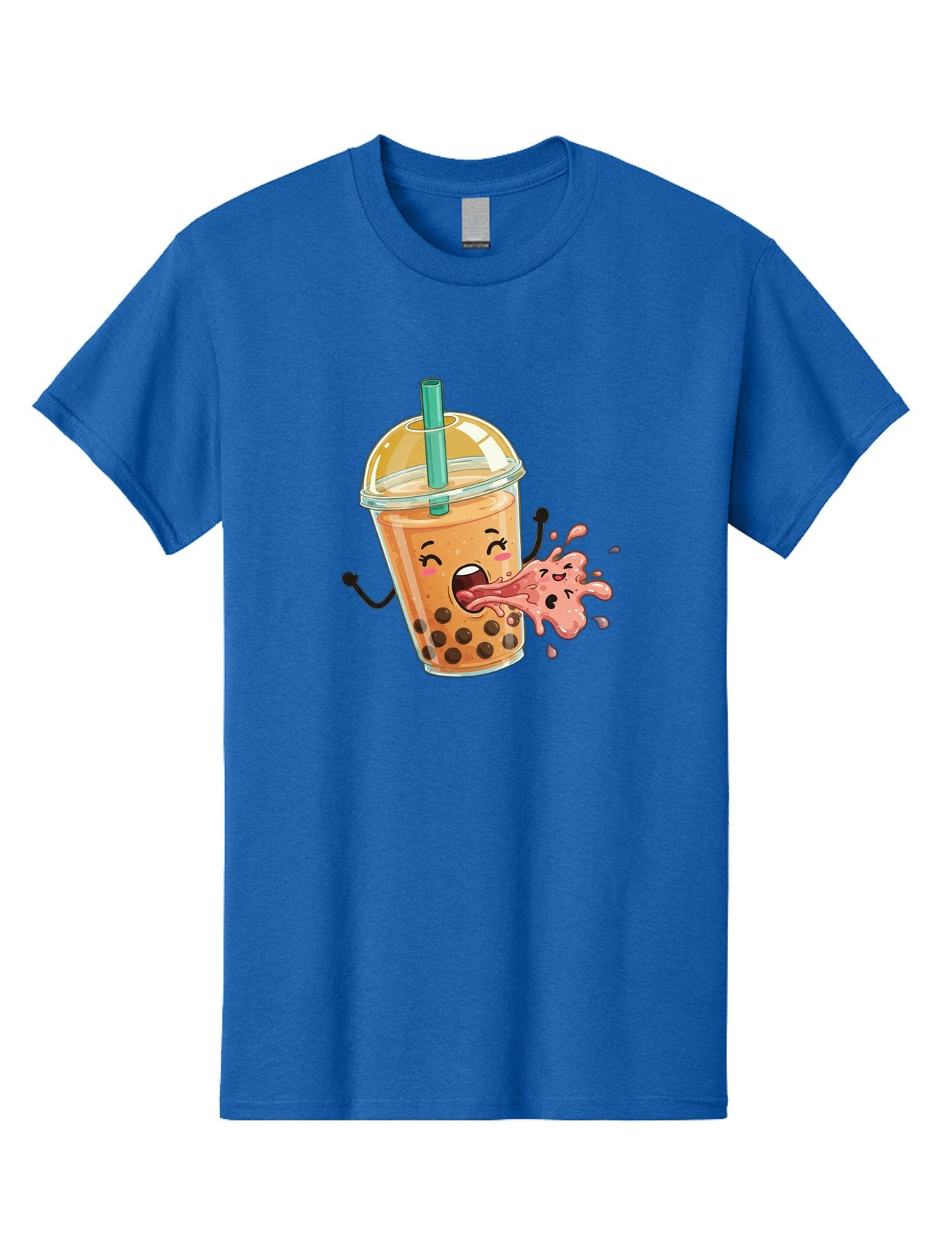 Boba-Face Men'S Graphic Tee, 100% Cotton, Comfortable Casual Summer Wear, Machine Washable, Cartoon Bubble Tea, Boba Drink, Spitting Tea, Cute Character, Funny Illustration, Kawaii Art, Tea Lover, Bubble Tea Lover, Straw, Boba, Milk Tea Bac647 10
