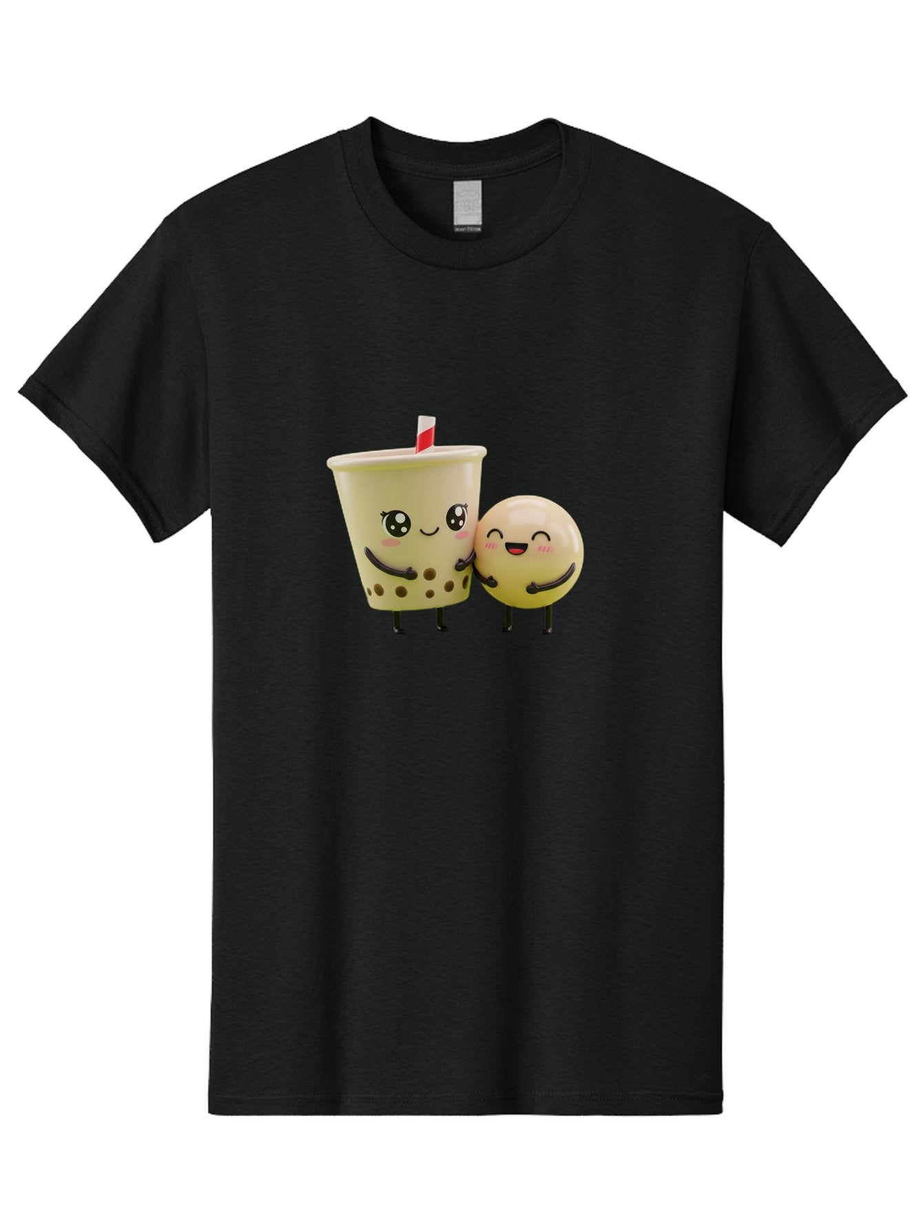 Boba-Friends Men'S Graphic Tee, 100% Cotton, Comfortable Casual Summer Wear, Machine Washable, Boba Tea, Milk Tea, Cartoon Characters, Smiling Faces, Happy Boba, Tea Lovers, Bubble Tea, Cute Illustrations, Friendly Duo, Bubble Tea Culture, Bac648 7
