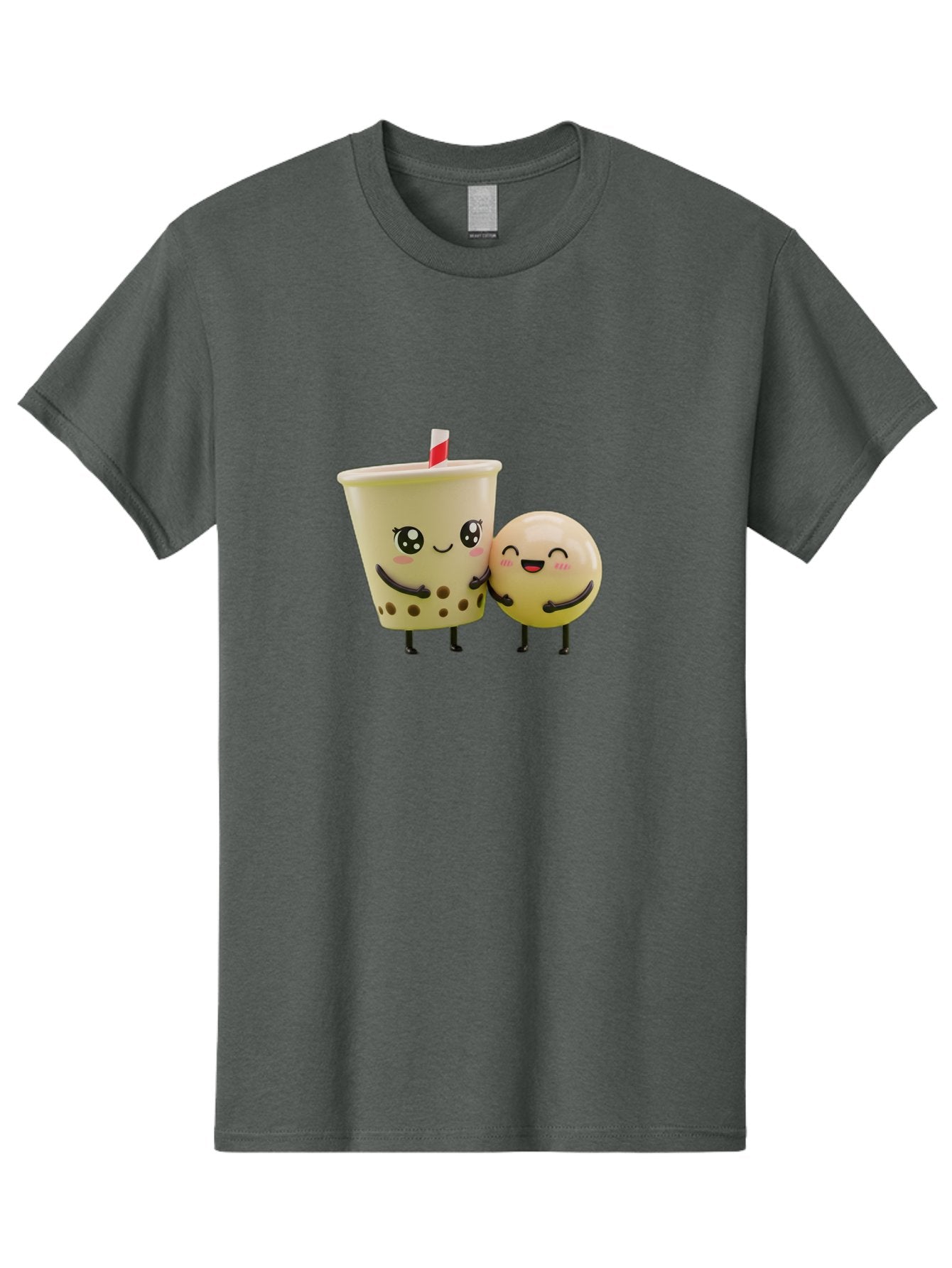 Boba-Friends Men'S Graphic Tee, 100% Cotton, Comfortable Casual Summer Wear, Machine Washable, Boba Tea, Milk Tea, Cartoon Characters, Smiling Faces, Happy Boba, Tea Lovers, Bubble Tea, Cute Illustrations, Friendly Duo, Bubble Tea Culture, Bac648 3