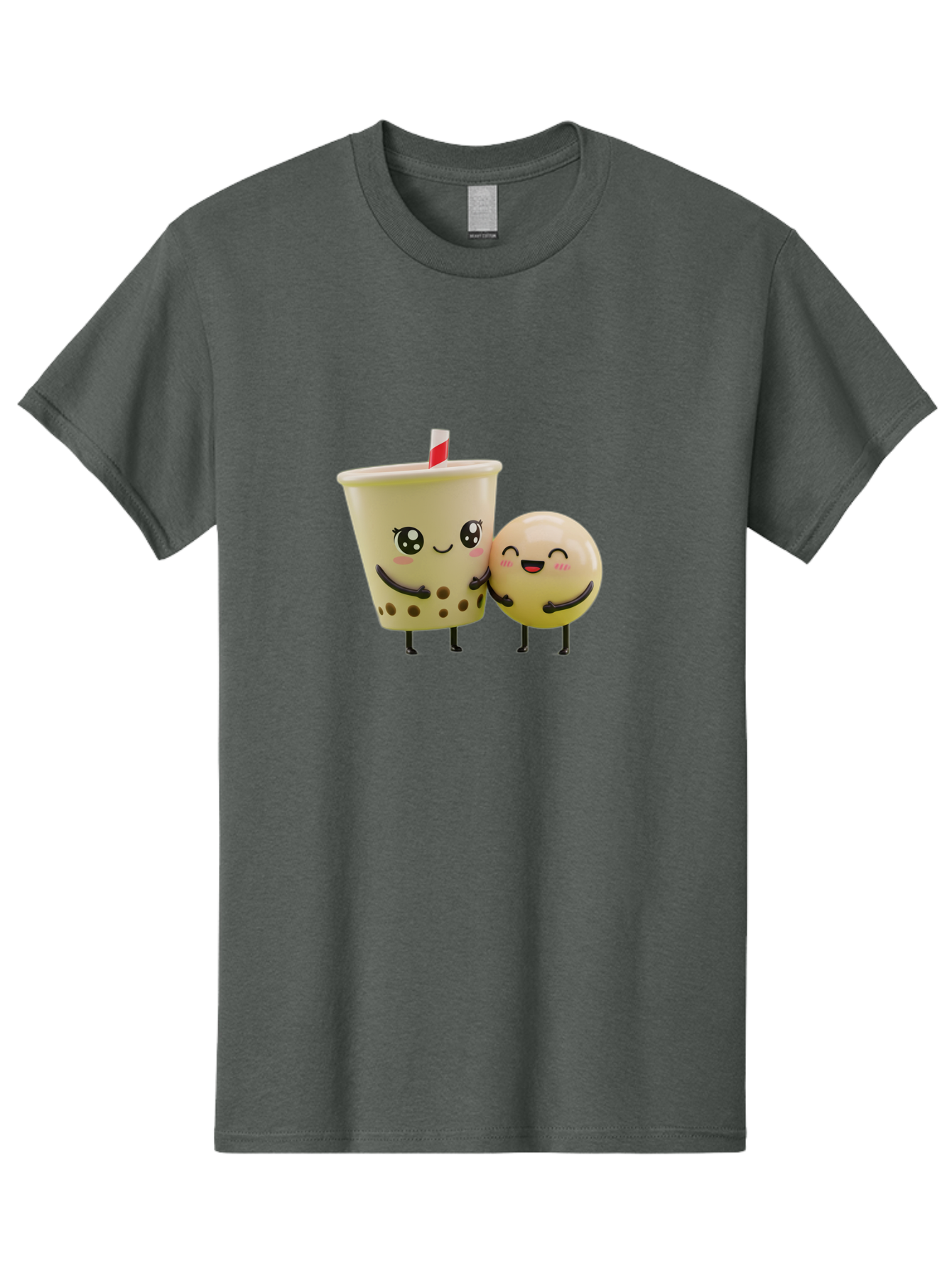 Boba-Friends Men'S Graphic Tee, 100% Cotton, Comfortable Casual Summer Wear, Machine Washable, Boba Tea, Milk Tea, Cartoon Characters, Smiling Faces, Happy Boba, Tea Lovers, Bubble Tea, Cute Illustrations, Friendly Duo, Bubble Tea Culture, Bac648 9