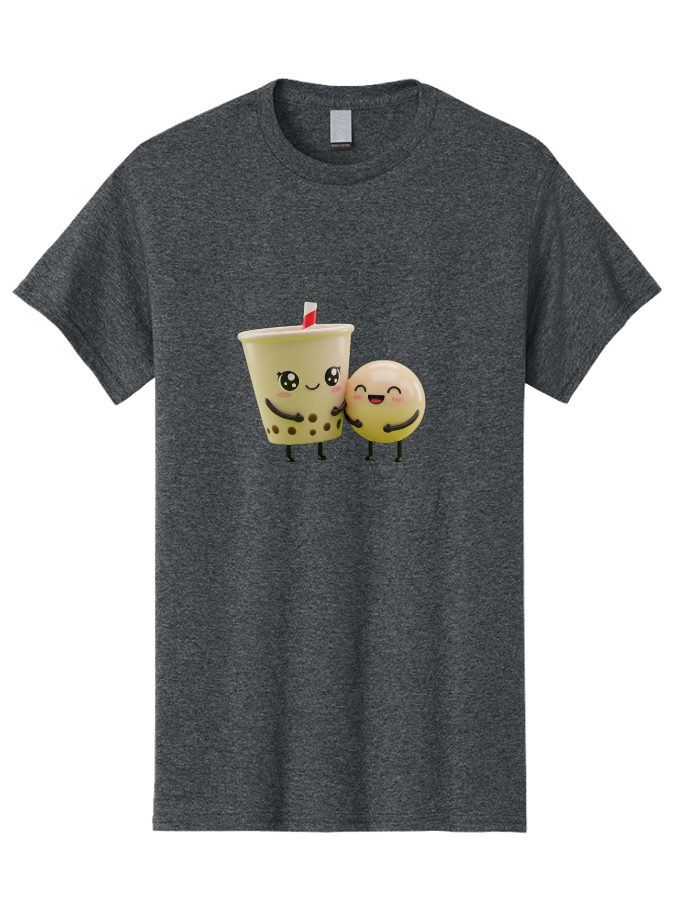 Boba-Friends Men'S Graphic Tee, 100% Cotton, Comfortable Casual Summer Wear, Machine Washable, Boba Tea, Milk Tea, Cartoon Characters, Smiling Faces, Happy Boba, Tea Lovers, Bubble Tea, Cute Illustrations, Friendly Duo, Bubble Tea Culture, Bac648 12