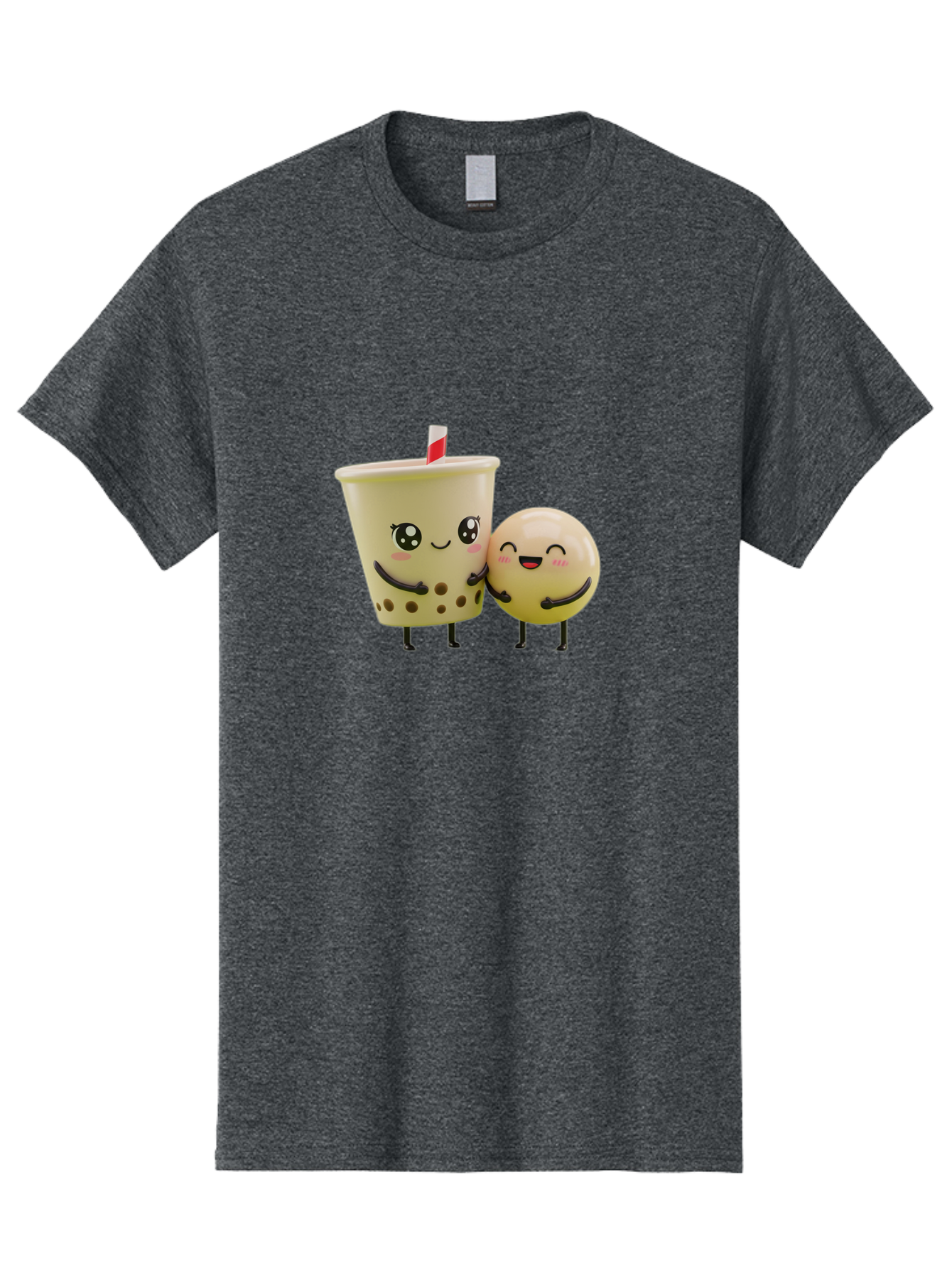 Boba-Friends Men'S Graphic Tee, 100% Cotton, Comfortable Casual Summer Wear, Machine Washable, Boba Tea, Milk Tea, Cartoon Characters, Smiling Faces, Happy Boba, Tea Lovers, Bubble Tea, Cute Illustrations, Friendly Duo, Bubble Tea Culture, Bac648 3