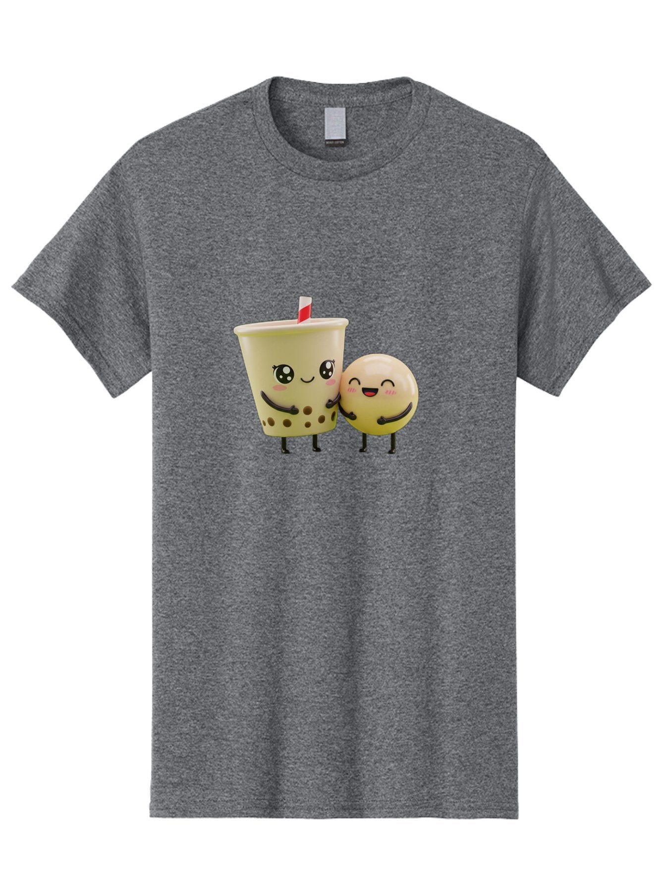 Boba-Friends Men'S Graphic Tee, 100% Cotton, Comfortable Casual Summer Wear, Machine Washable, Boba Tea, Milk Tea, Cartoon Characters, Smiling Faces, Happy Boba, Tea Lovers, Bubble Tea, Cute Illustrations, Friendly Duo, Bubble Tea Culture, Bac648 4