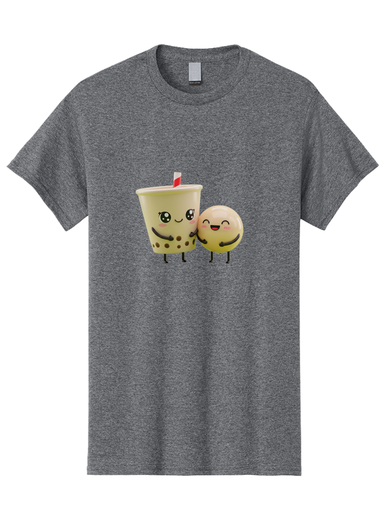 Boba-Friends Men'S Graphic Tee, 100% Cotton, Comfortable Casual Summer Wear, Machine Washable, Boba Tea, Milk Tea, Cartoon Characters, Smiling Faces, Happy Boba, Tea Lovers, Bubble Tea, Cute Illustrations, Friendly Duo, Bubble Tea Culture, Bac648 12