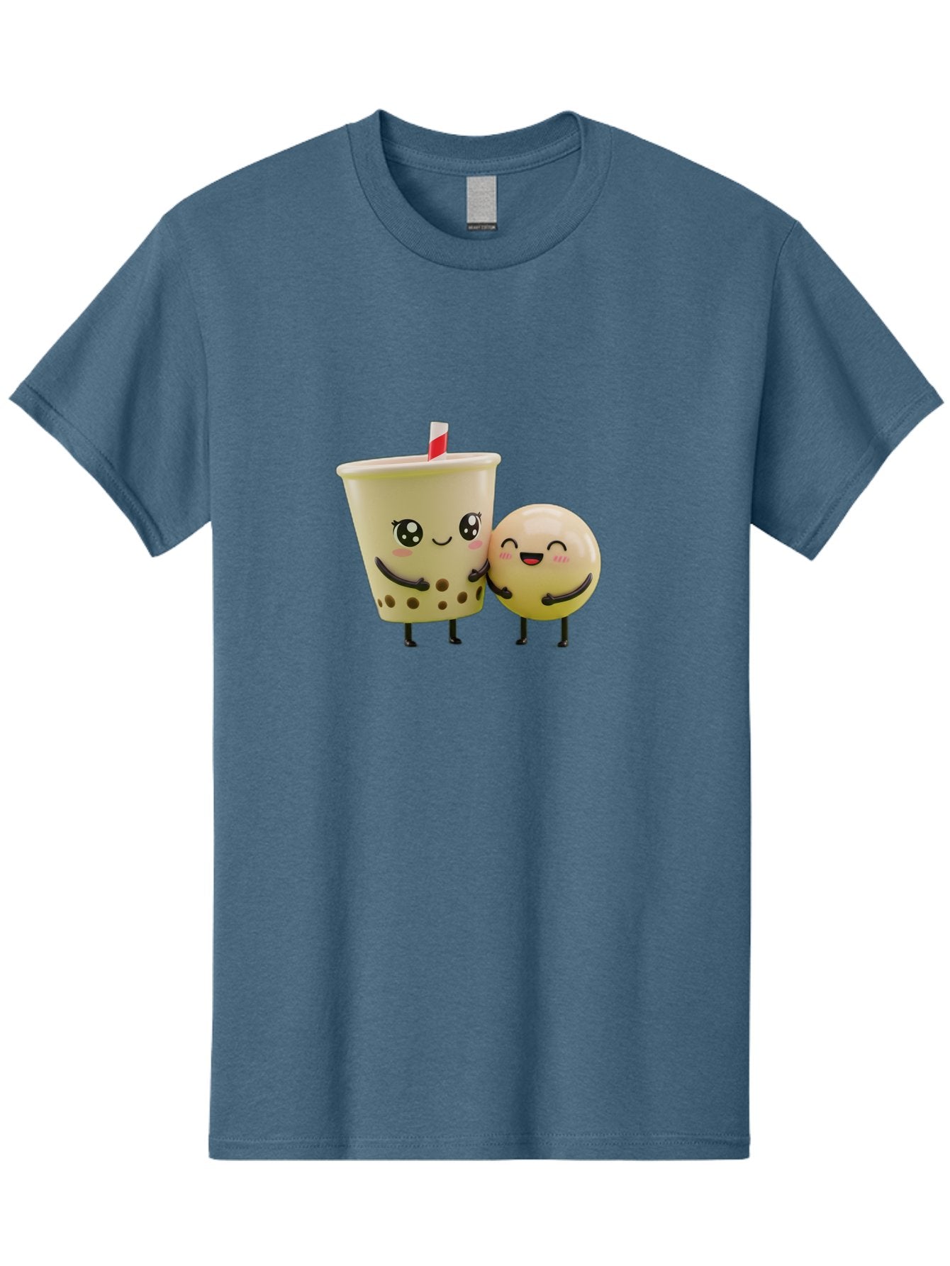 Boba-Friends Men'S Graphic Tee, 100% Cotton, Comfortable Casual Summer Wear, Machine Washable, Boba Tea, Milk Tea, Cartoon Characters, Smiling Faces, Happy Boba, Tea Lovers, Bubble Tea, Cute Illustrations, Friendly Duo, Bubble Tea Culture, Bac648