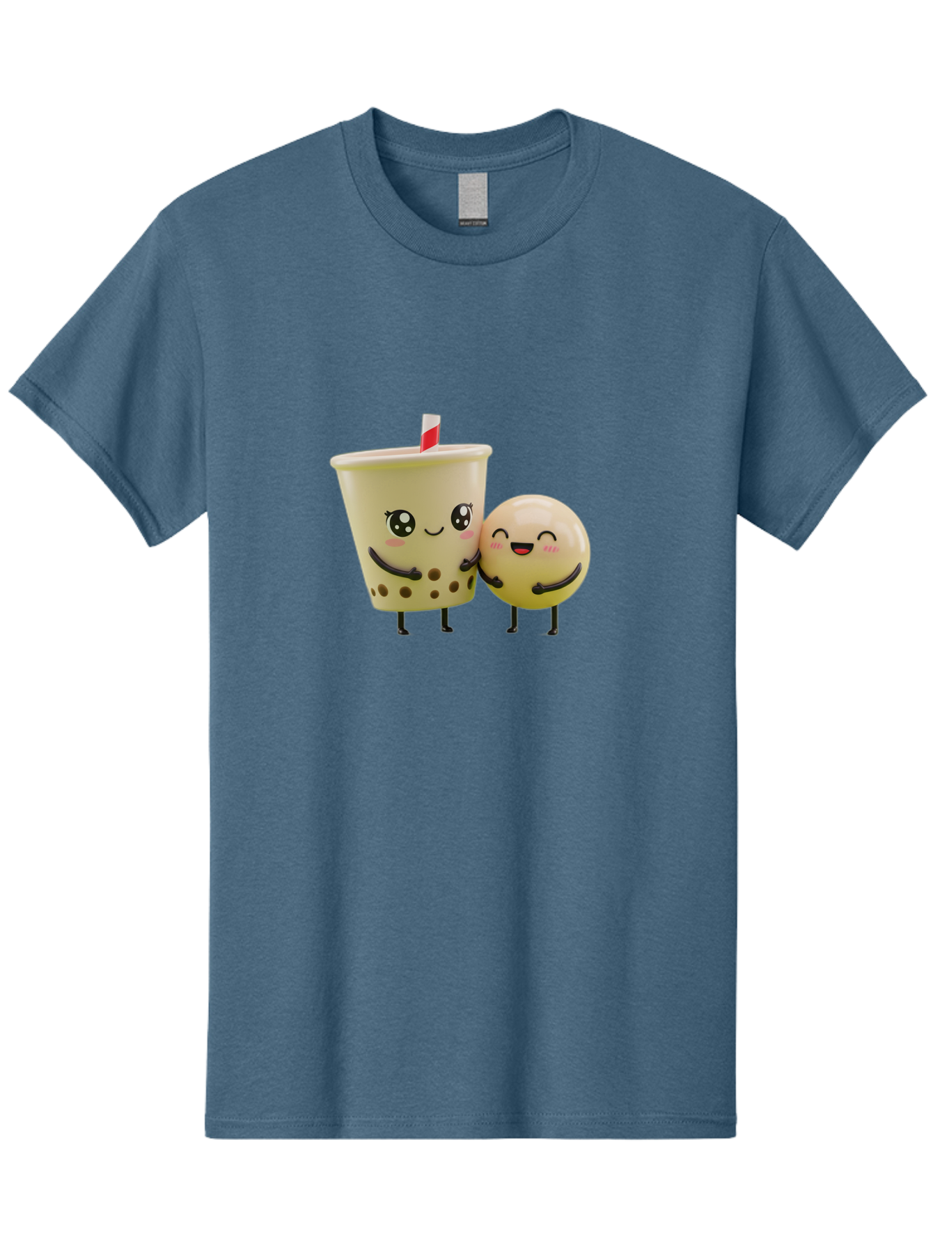 Boba-Friends Men'S Graphic Tee, 100% Cotton, Comfortable Casual Summer Wear, Machine Washable, Boba Tea, Milk Tea, Cartoon Characters, Smiling Faces, Happy Boba, Tea Lovers, Bubble Tea, Cute Illustrations, Friendly Duo, Bubble Tea Culture, Bac648 10