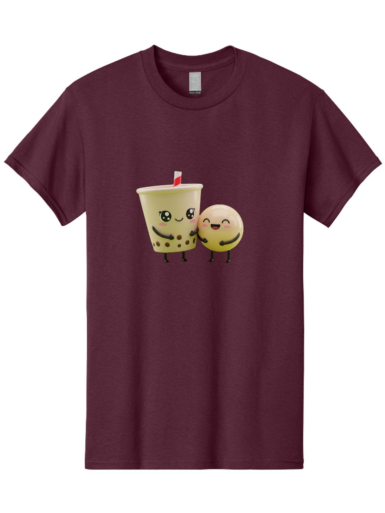 Boba-Friends Men'S Graphic Tee, 100% Cotton, Comfortable Casual Summer Wear, Machine Washable, Boba Tea, Milk Tea, Cartoon Characters, Smiling Faces, Happy Boba, Tea Lovers, Bubble Tea, Cute Illustrations, Friendly Duo, Bubble Tea Culture, Bac648 6