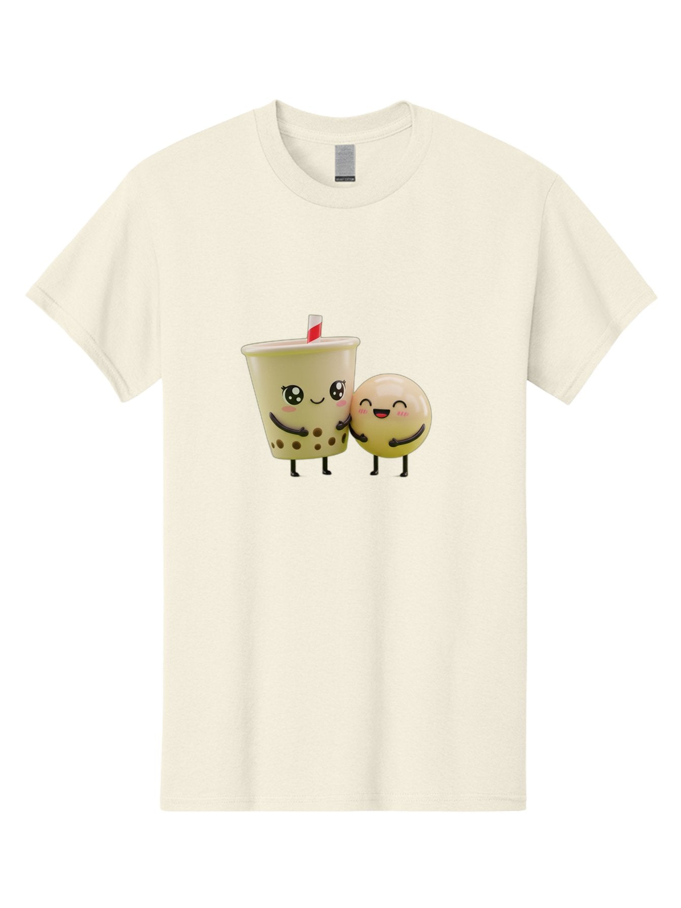 Boba-Friends Men'S Graphic Tee, 100% Cotton, Comfortable Casual Summer Wear, Machine Washable, Boba Tea, Milk Tea, Cartoon Characters, Smiling Faces, Happy Boba, Tea Lovers, Bubble Tea, Cute Illustrations, Friendly Duo, Bubble Tea Culture, Bac648 11