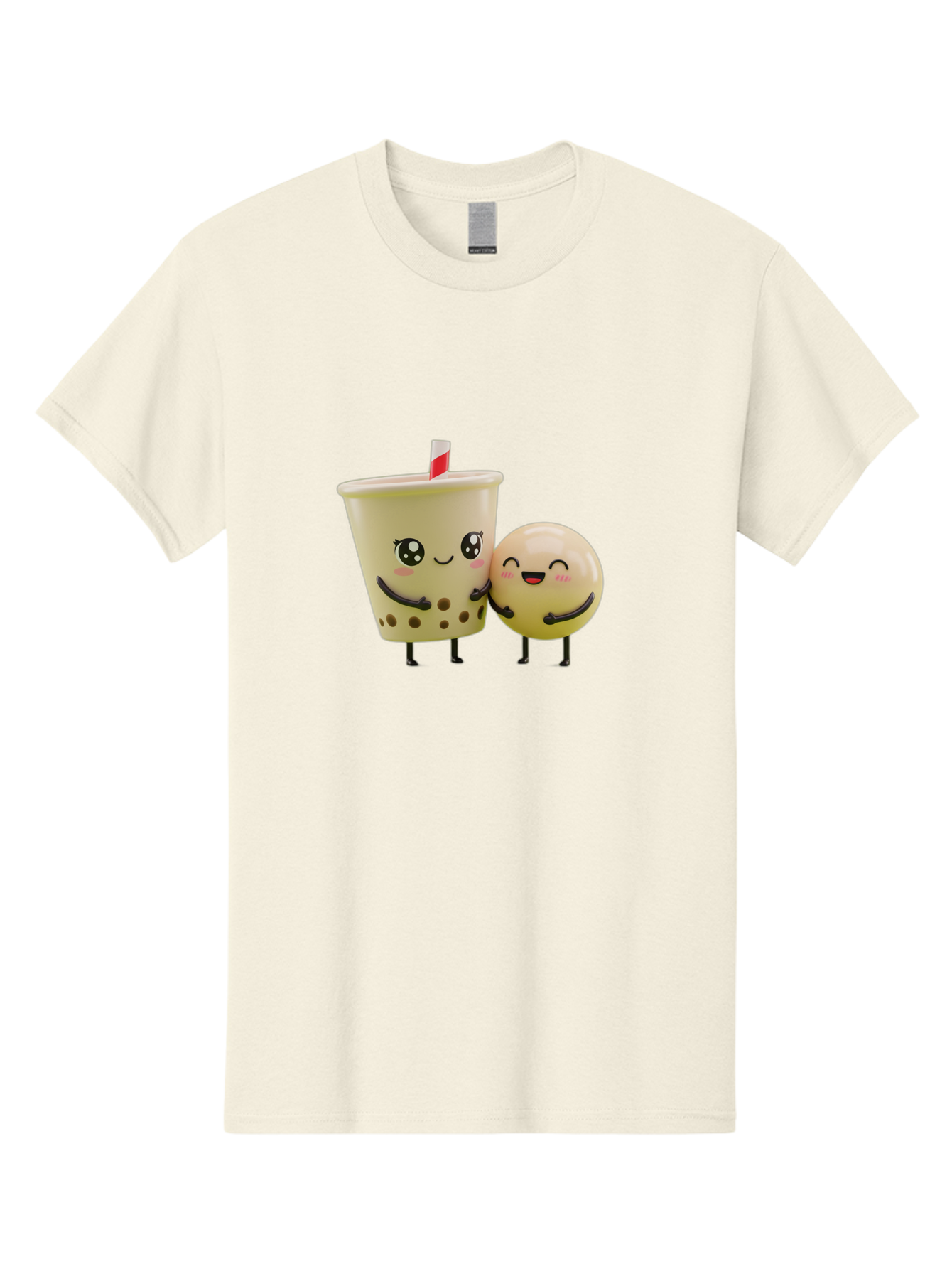 Boba-Friends Men'S Graphic Tee, 100% Cotton, Comfortable Casual Summer Wear, Machine Washable, Boba Tea, Milk Tea, Cartoon Characters, Smiling Faces, Happy Boba, Tea Lovers, Bubble Tea, Cute Illustrations, Friendly Duo, Bubble Tea Culture, Bac648 4